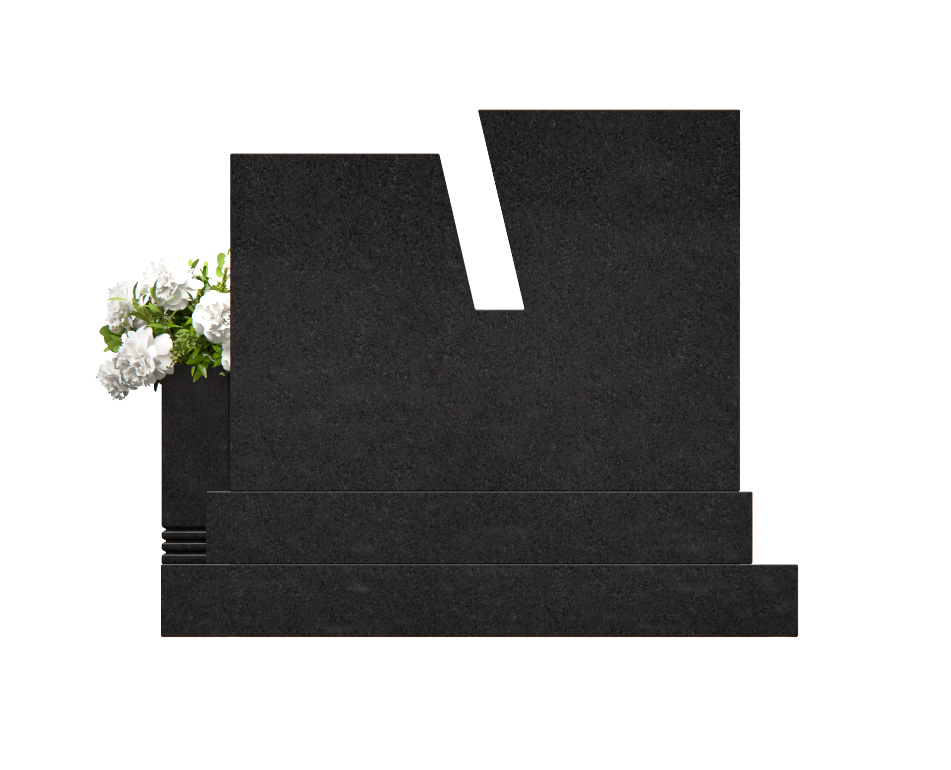 Premium Companion Upright Granite Headstone – Split Tablets with Surname Panel view 2