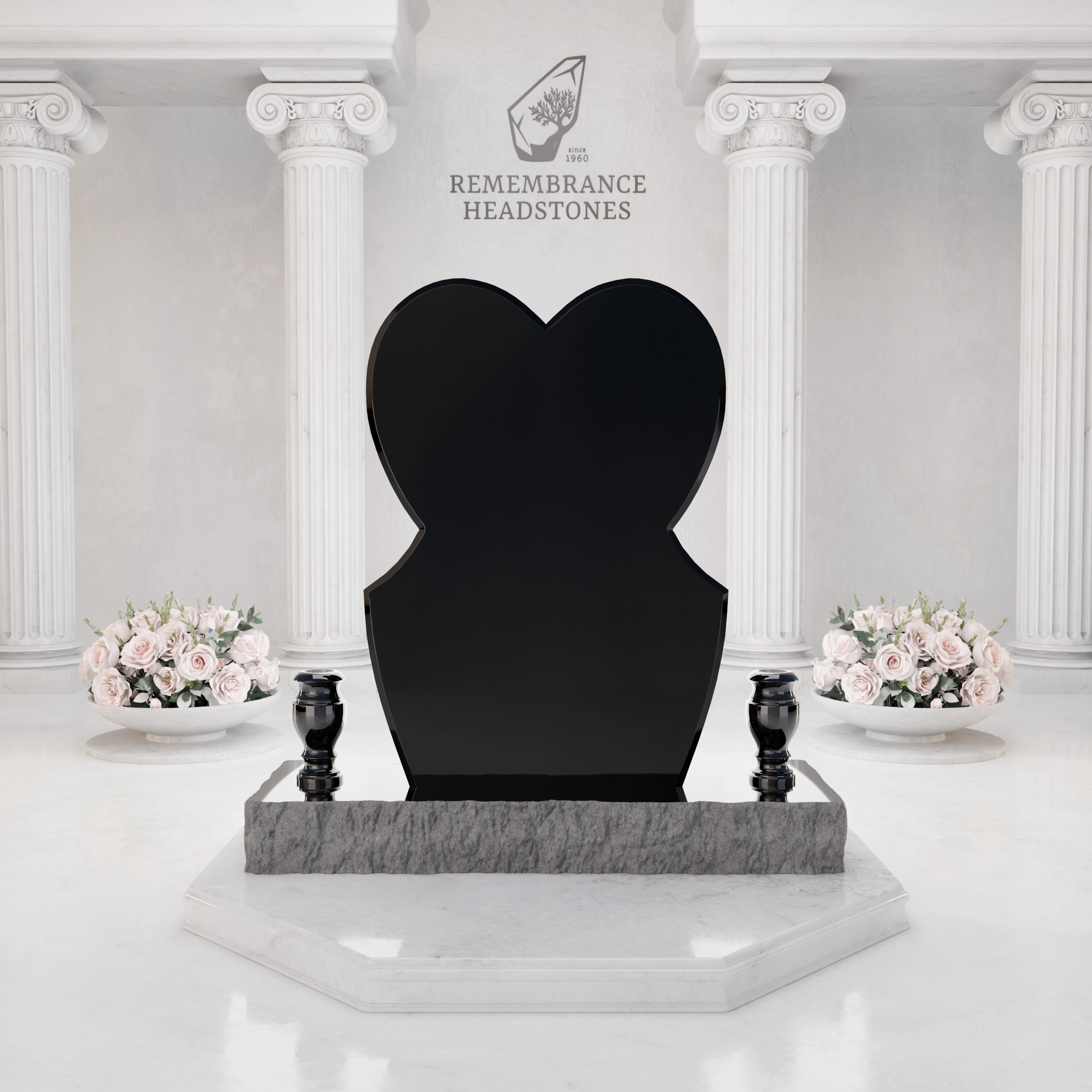 Luxury Eternal Heart Memorial with Angels, Cross & Doves view 3