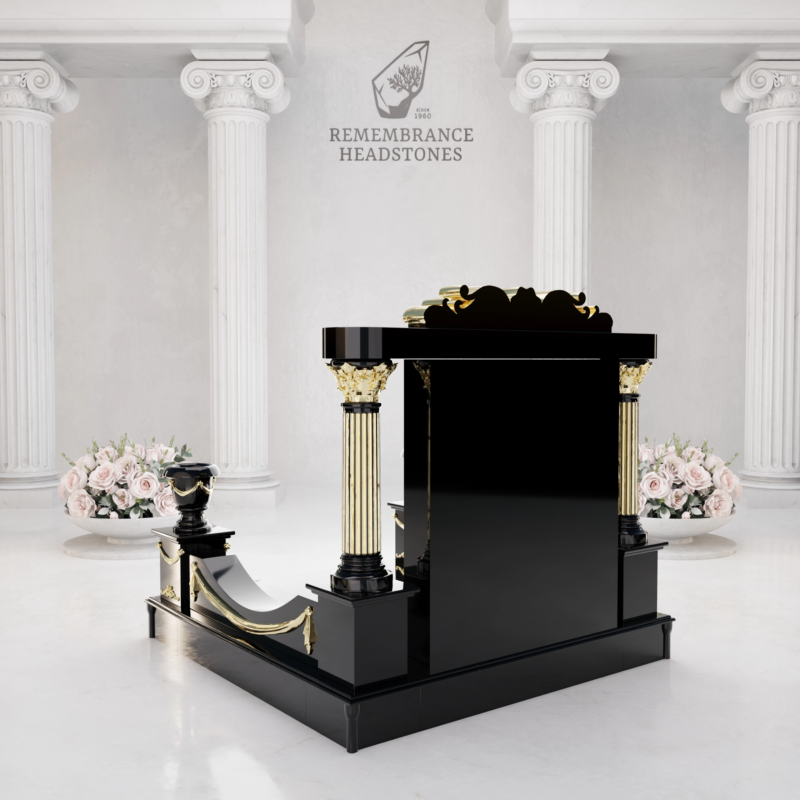 Luxurious Jewish Monument With Golden Columns and Star of David view 4