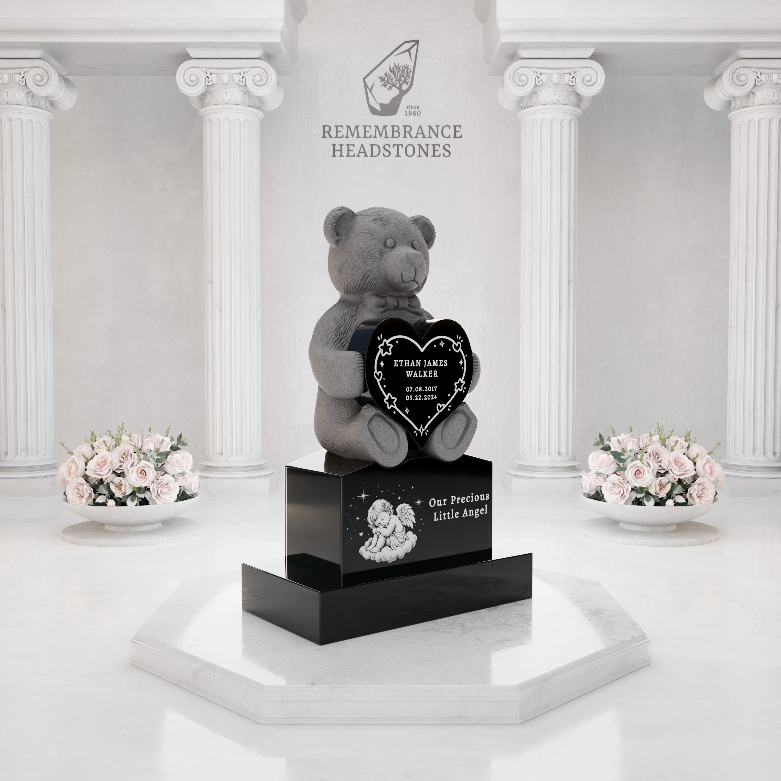 Luxury Teddy Bear Heart Child Memorial view 2