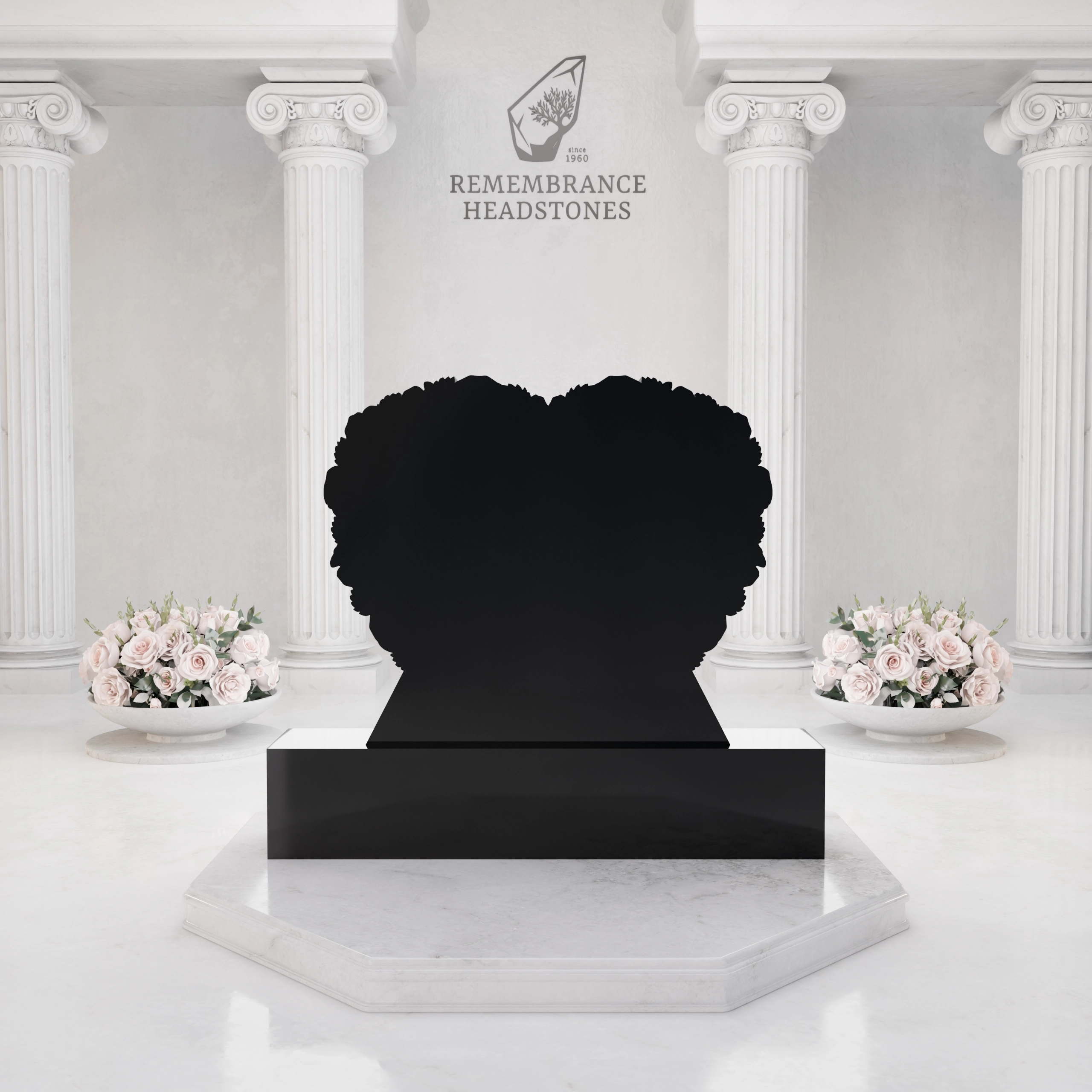 Luxury Heart-Shaped Granite Headstone — Rose Wreath & Butterfly view 4