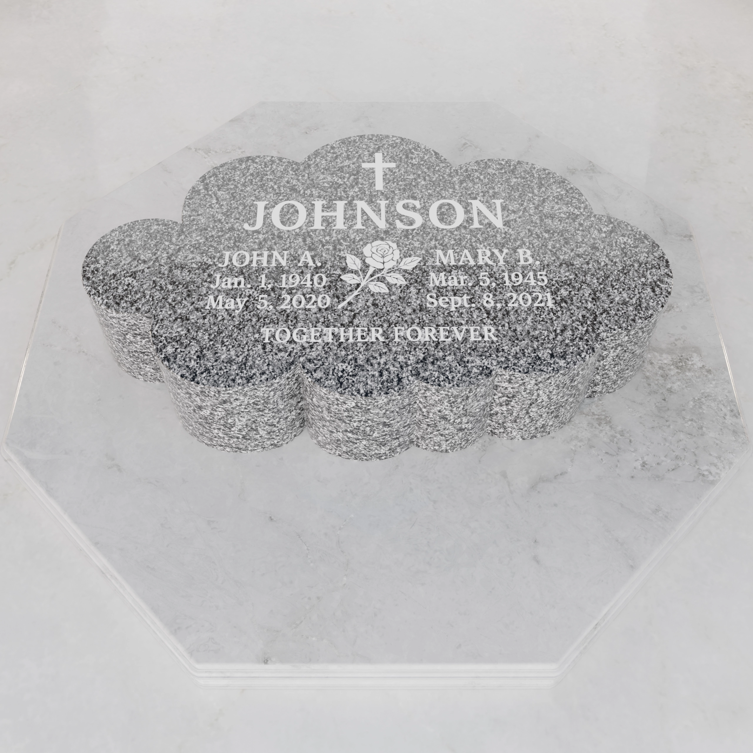 Luxury Flower Shape Flat Granite Grave Marker view 2