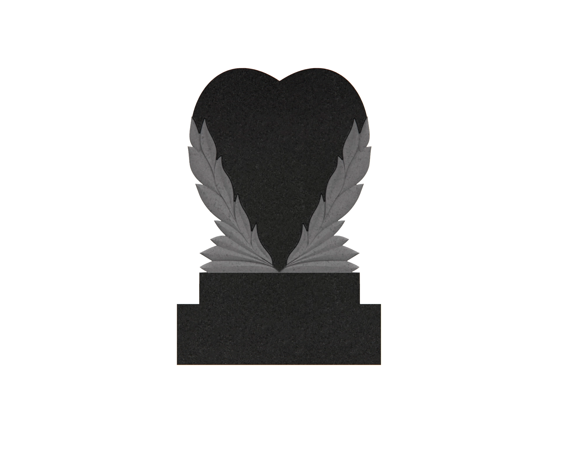 Luxury Upright Heart Headstone with Laurel Wreath view 3