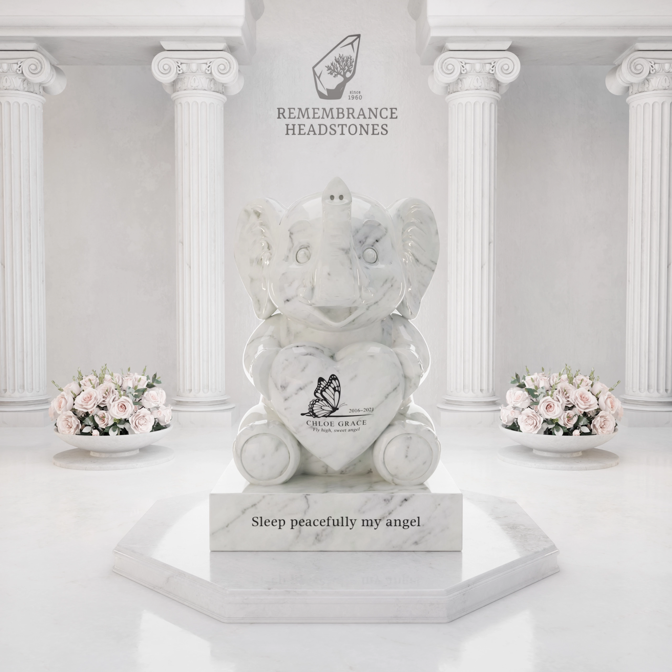 Luxury Baby Elephant Children's Granite Memorial