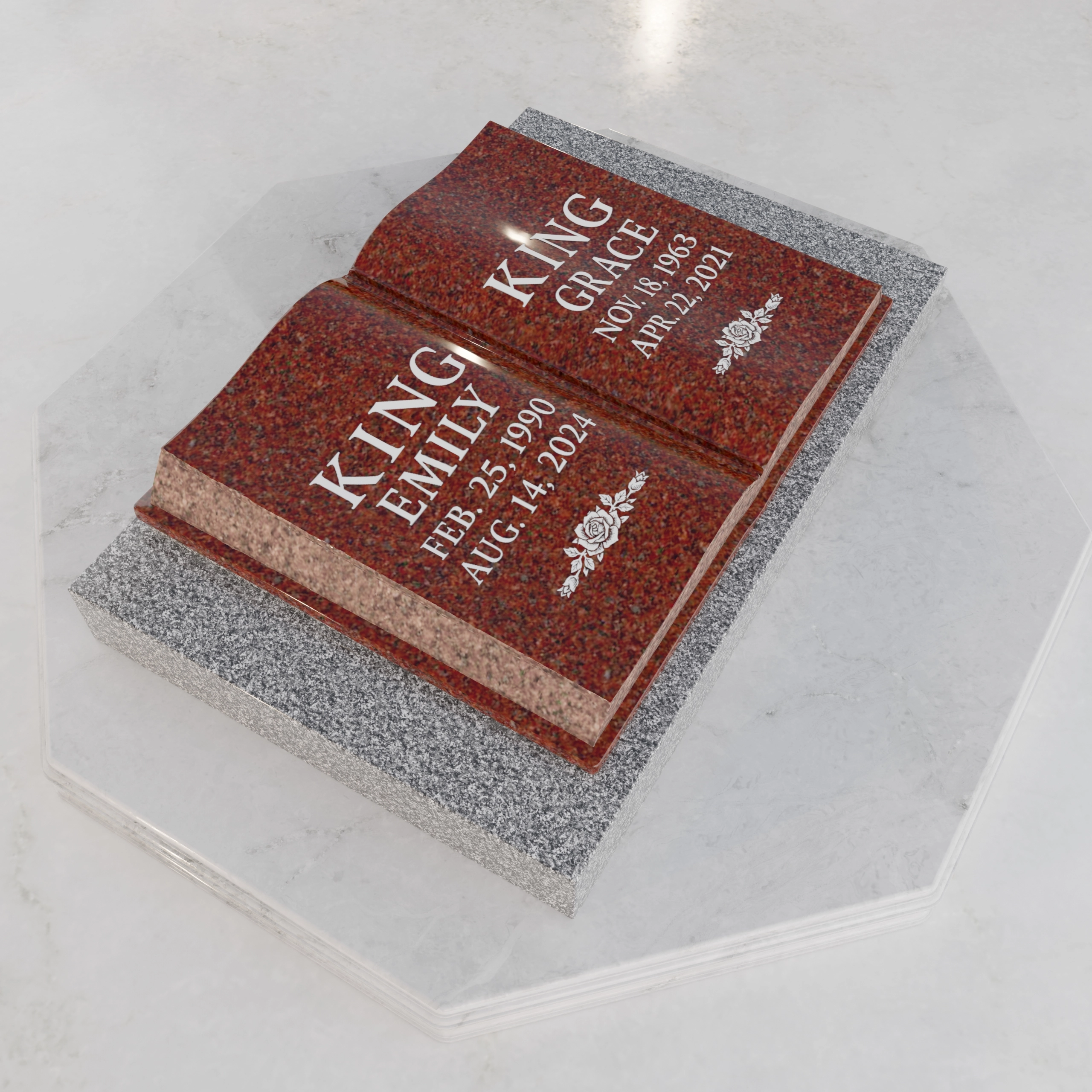 Luxury Companion Book Flat Granite Grave Marker with Sculpted Pages view 4