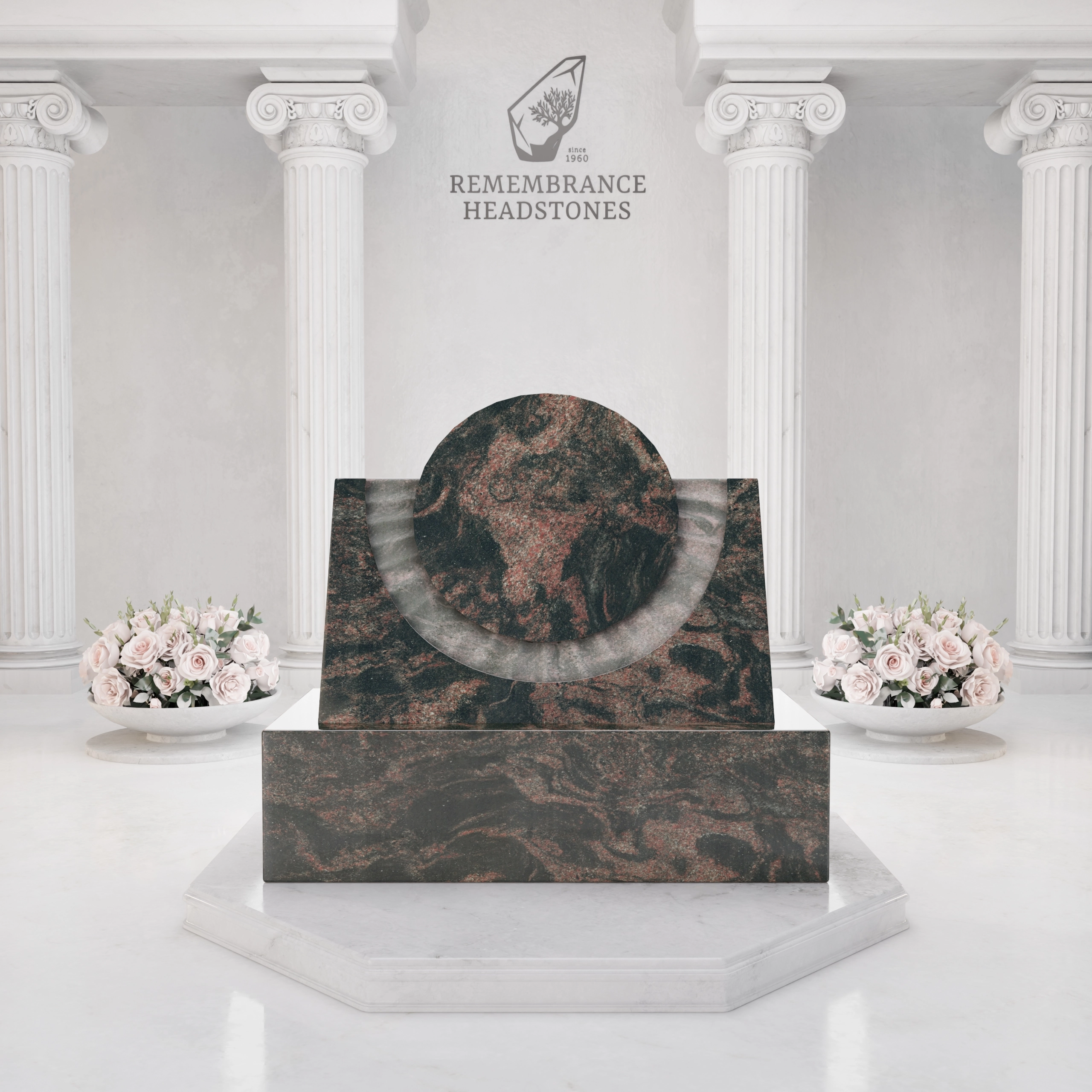Luxury Portrait Slant Granite Headstone view 3