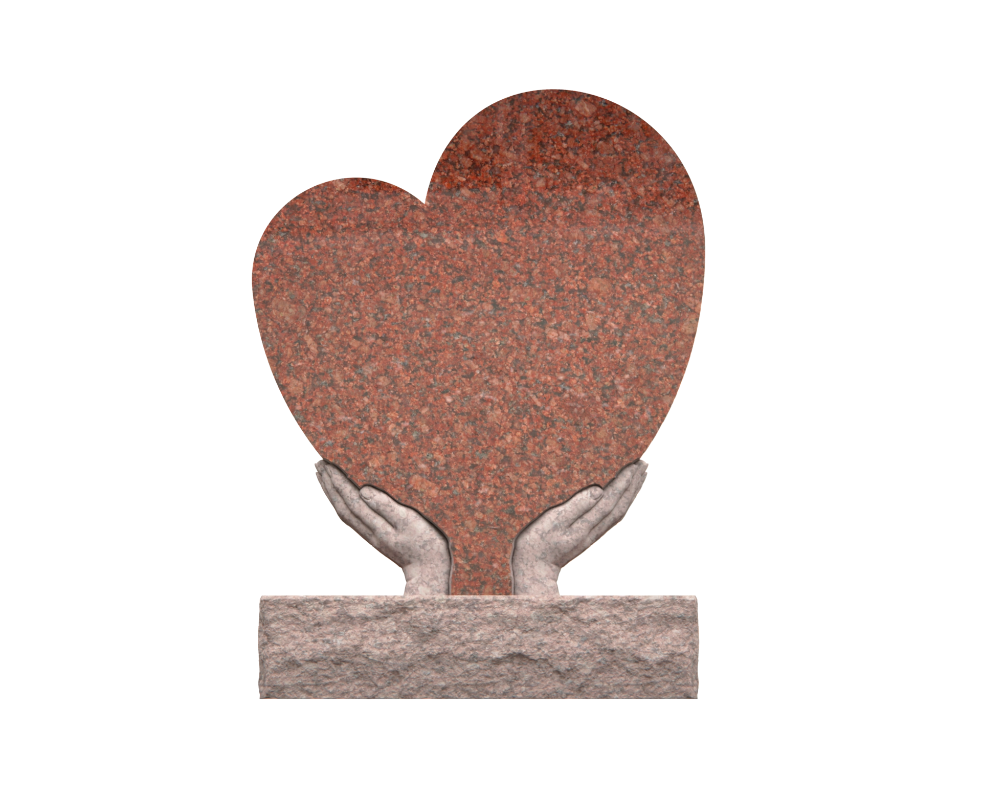 Luxury Heart-Shaped Granite Monument — Sculpted Hands Base & Ballerina Engraving view 3