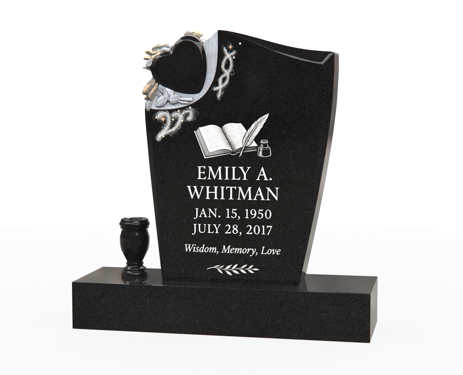 Luxury Upright Gravestone With a Carved Heart