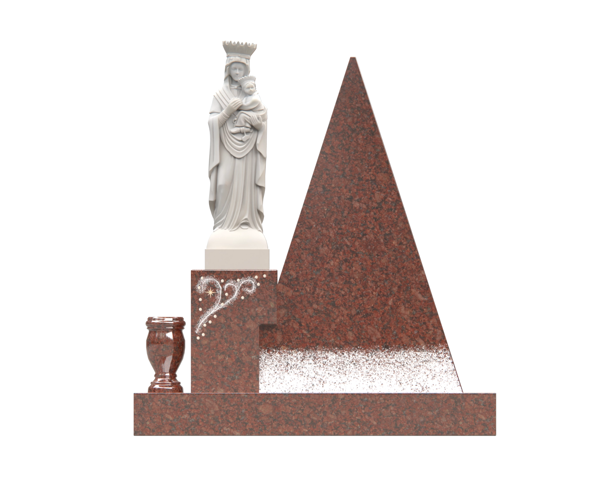 Luxury Pyramid-Shape Upright Granite Monument — Madonna view 3