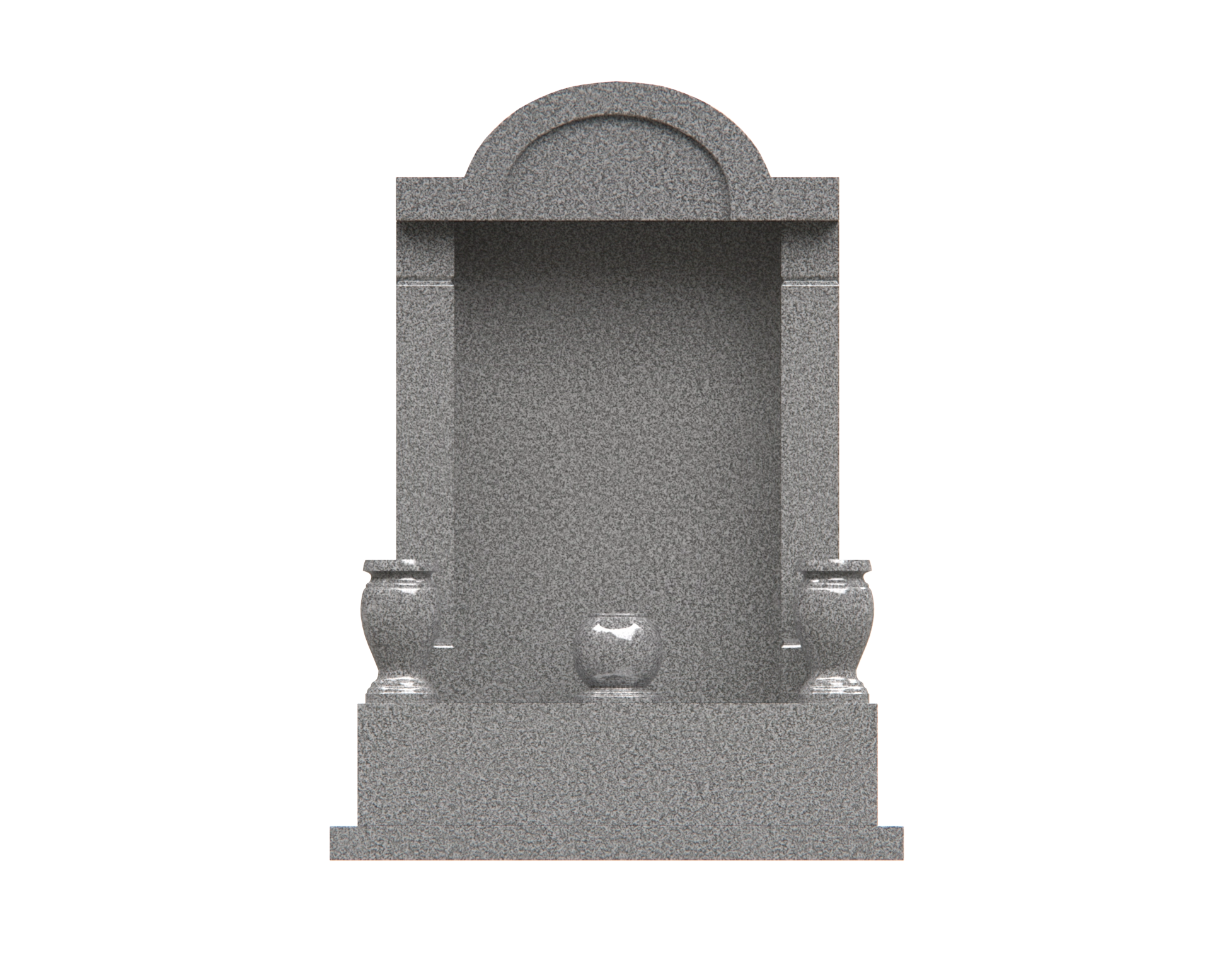 Lux Arched Shrine Upright Granite Headstone with Columns & Tiger Motif view 3