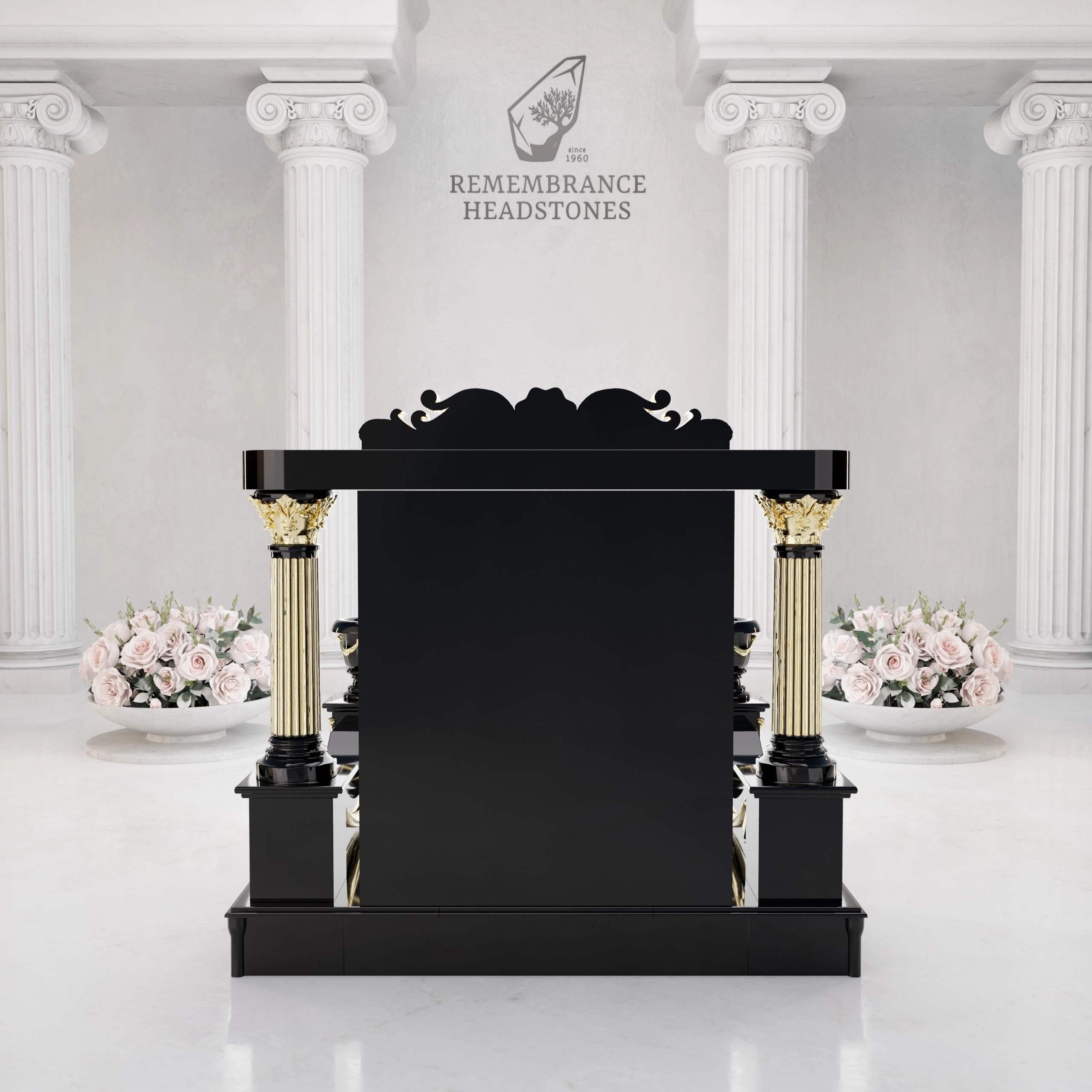 Luxurious Jewish Monument With Golden Columns and Star of David view 3