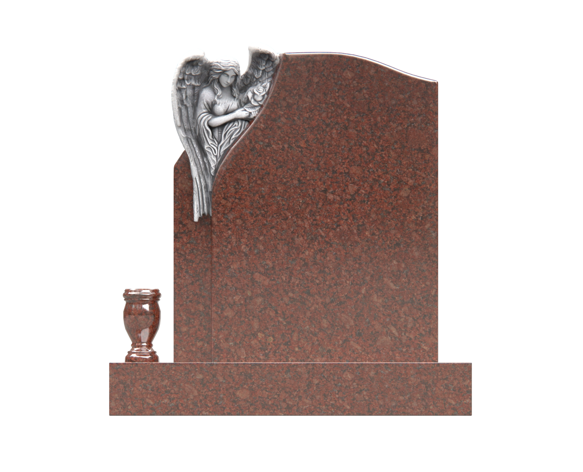 Luxury Upright Granite Headstone — Asymmetric Tablet with Guardian Angel & Rose Garland view 3