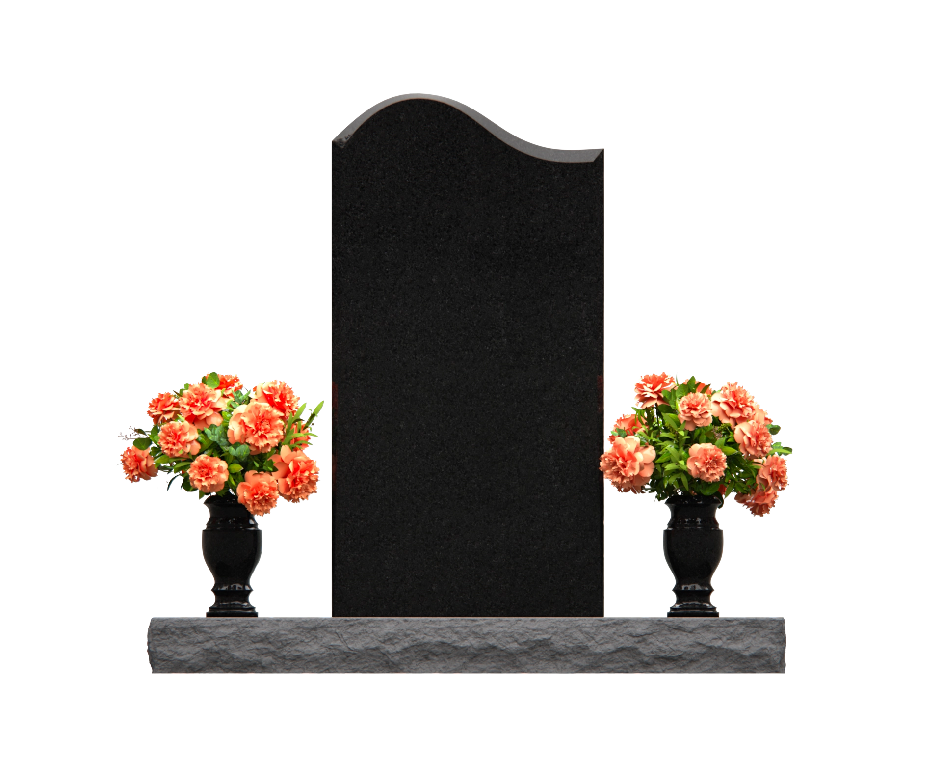 Luxury Upright Granite Headstone with Cross, Roses & Dual Vases view 3