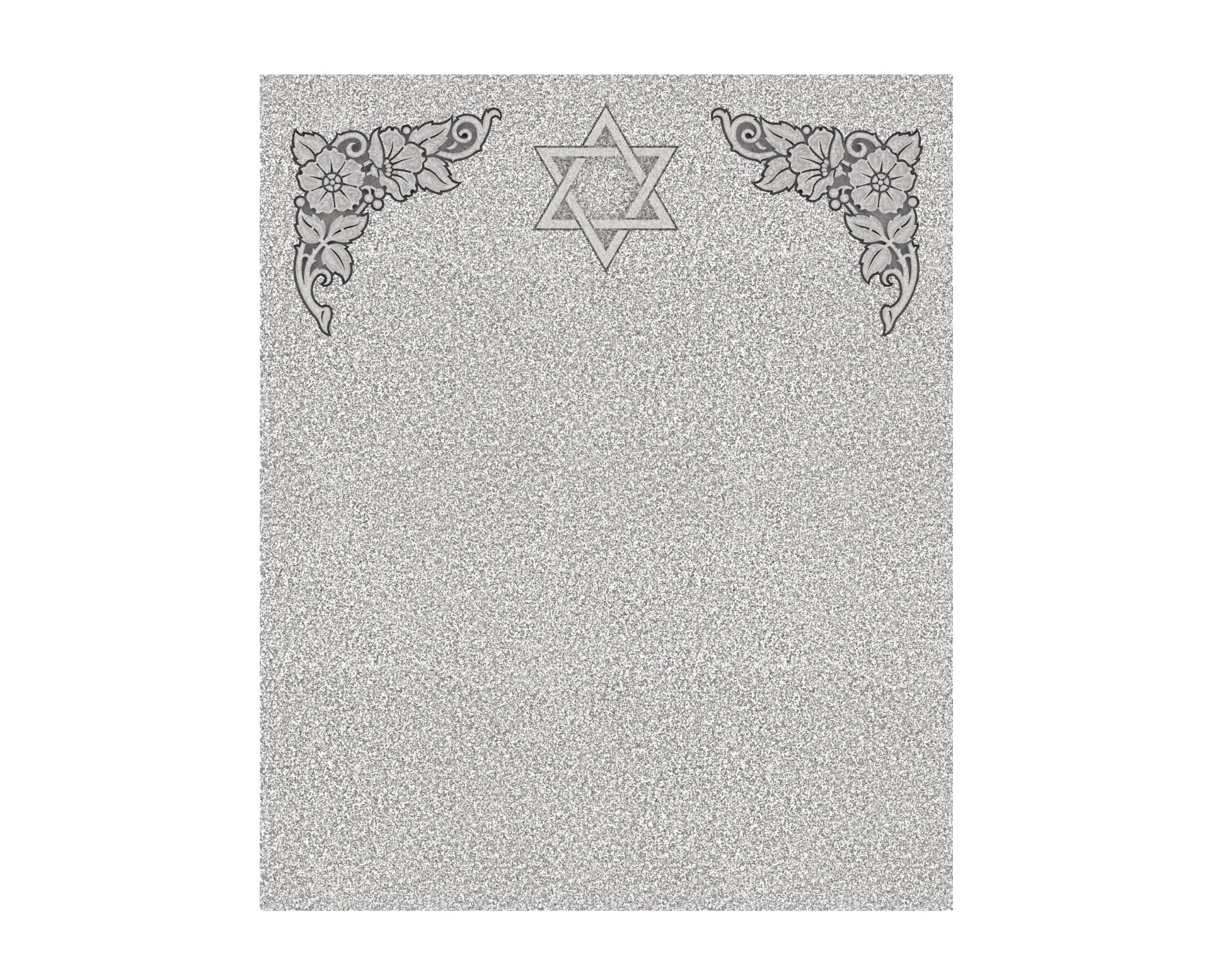 Premium Half-Ledger Granite Memorial with Star of David & Corner Florals view 2