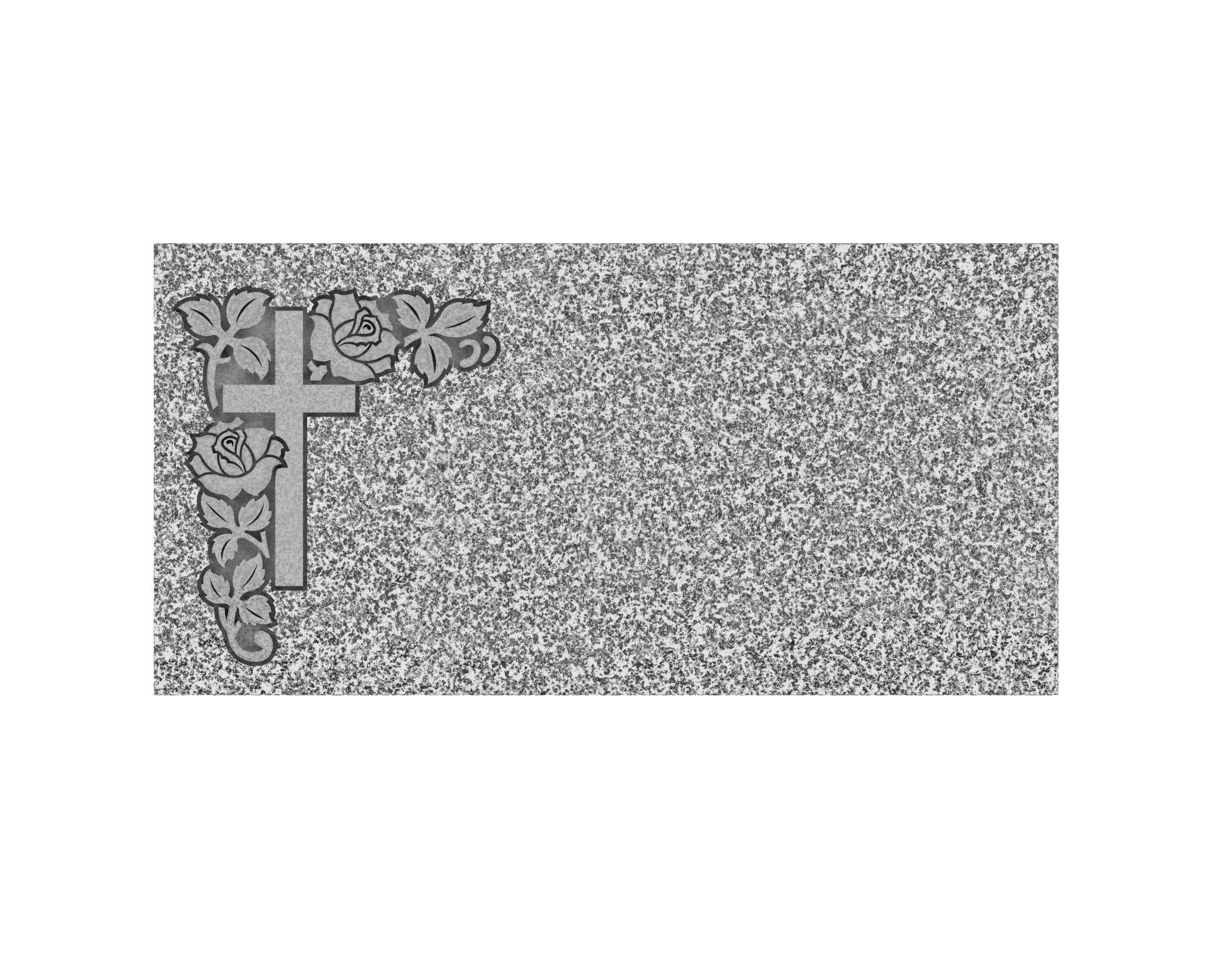 Premium Flat Granite Marker with Cross & Rose Motif view 2