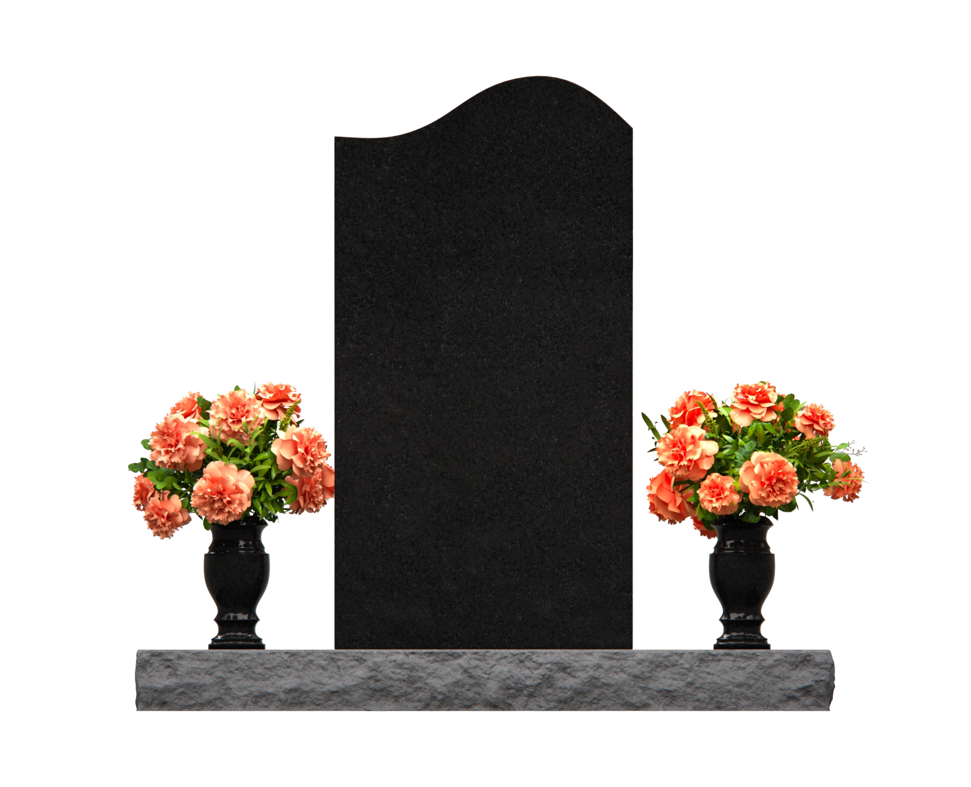 Luxury Upright Granite Headstone with Cross, Roses & Dual Vases view 2