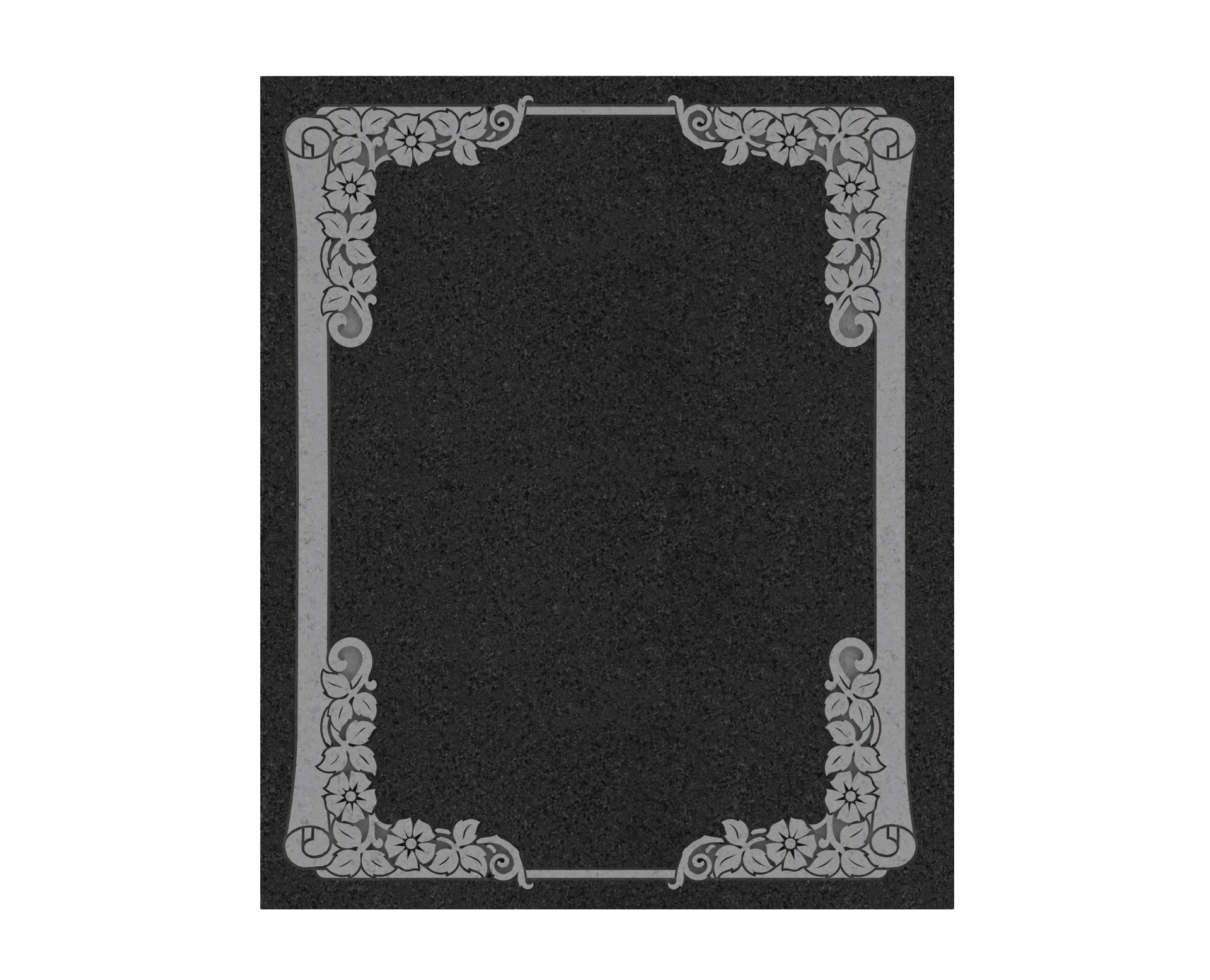 Premium Luxury Half-Ledger Granite Memorial with Floral Corner Border view 2
