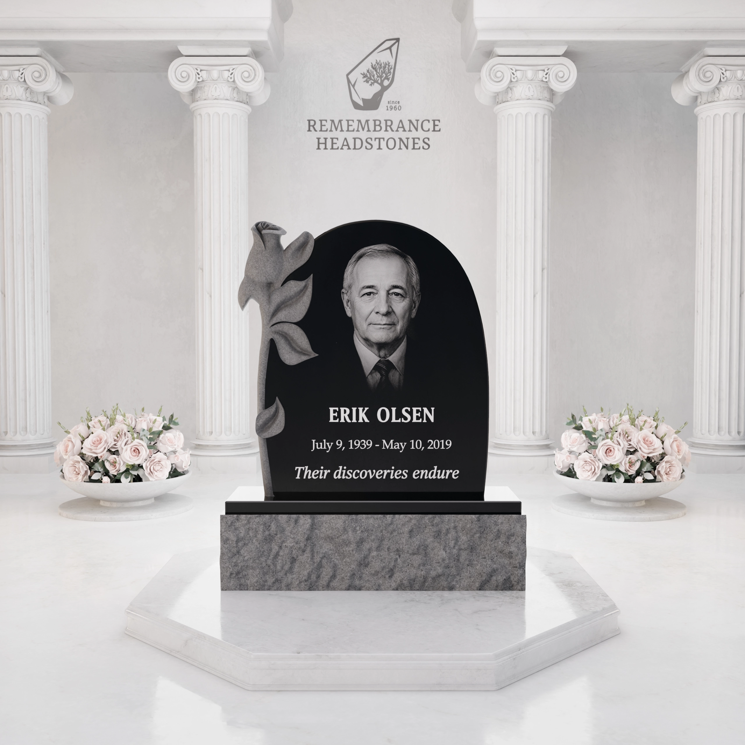 Luxury Calla Lily Granite Headstone