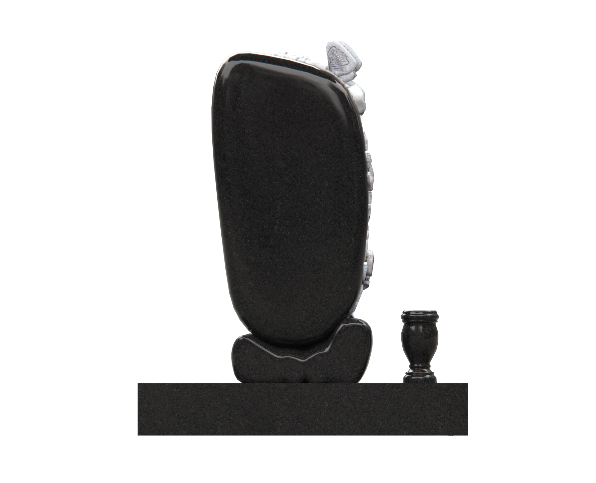 Luxury Upright Granite Monument — Oval Tablet, Carved Roses & Dove view 2