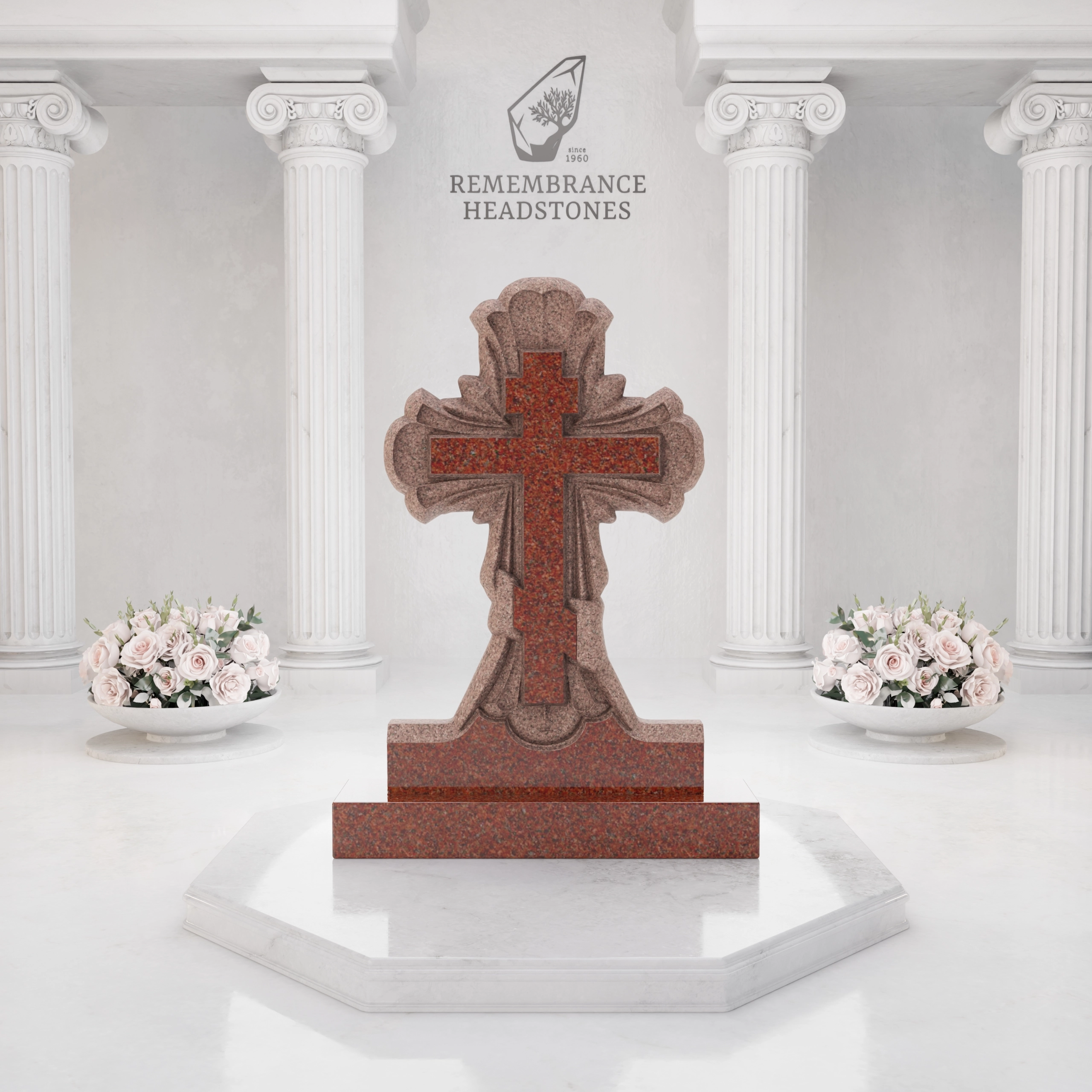 Luxury Orthodox Cross Granite Headstone view 3
