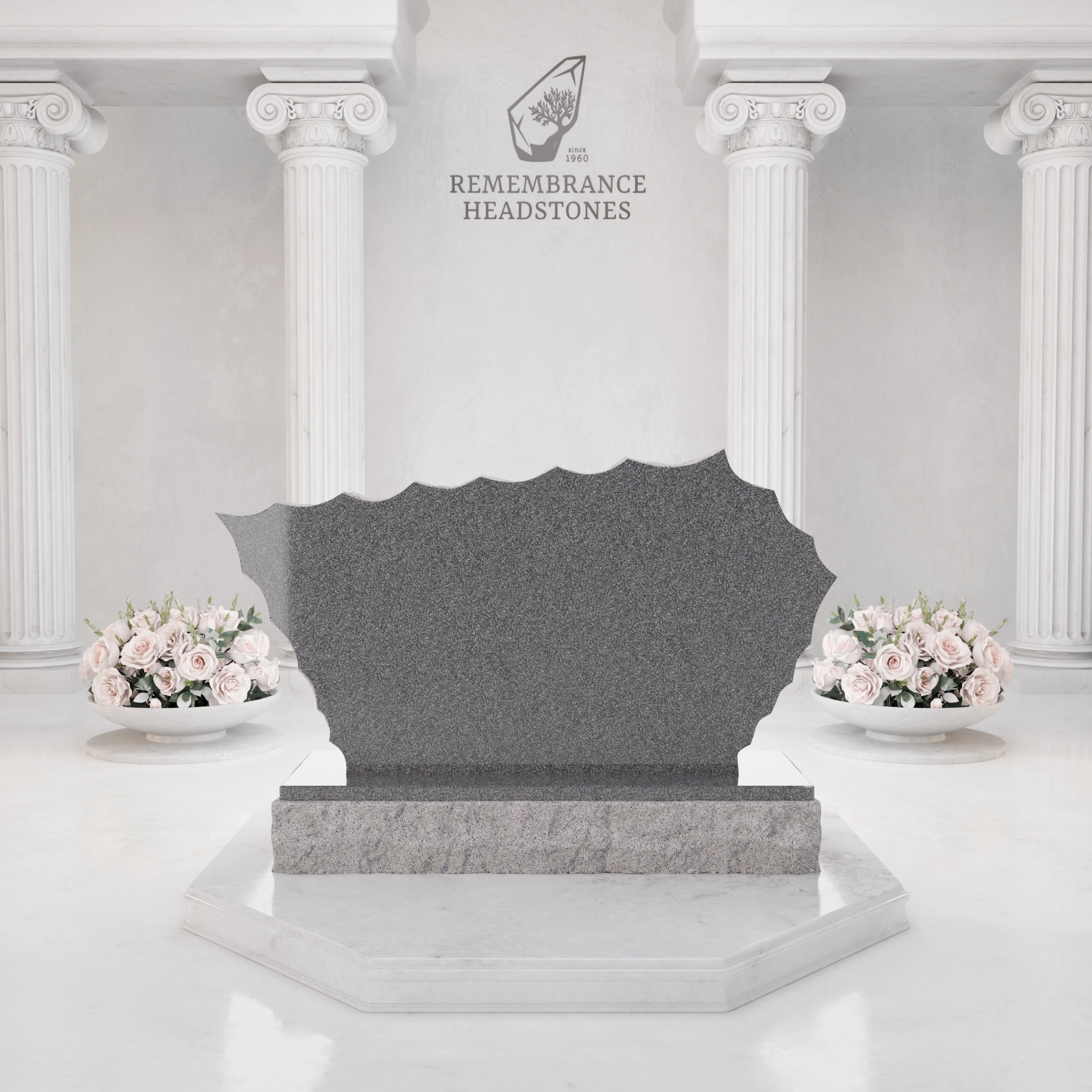 Luxury Shape Upright Granite Monument — Mountain & Cross view 5