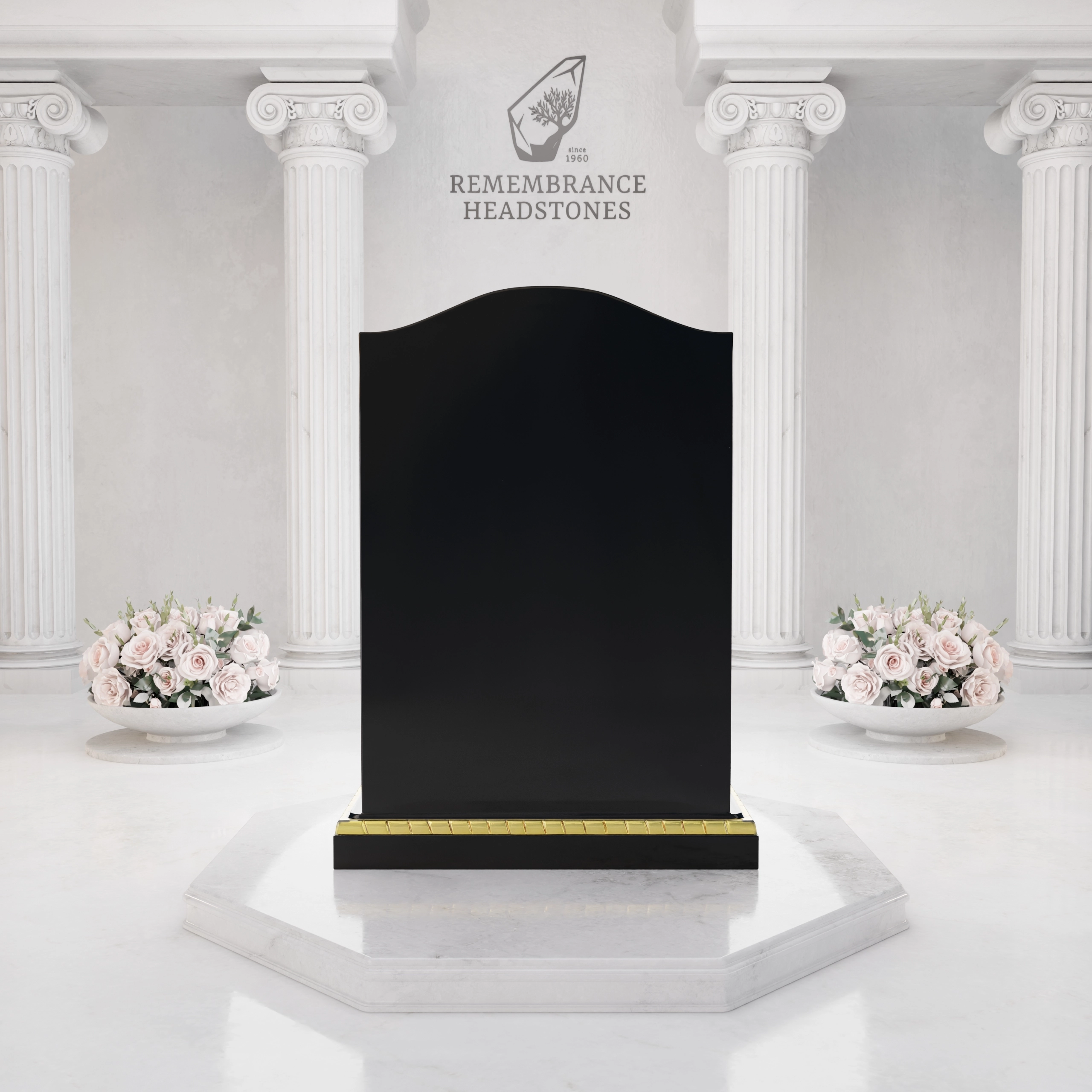 Premium Gold Border Upright Granite Headstone view 5