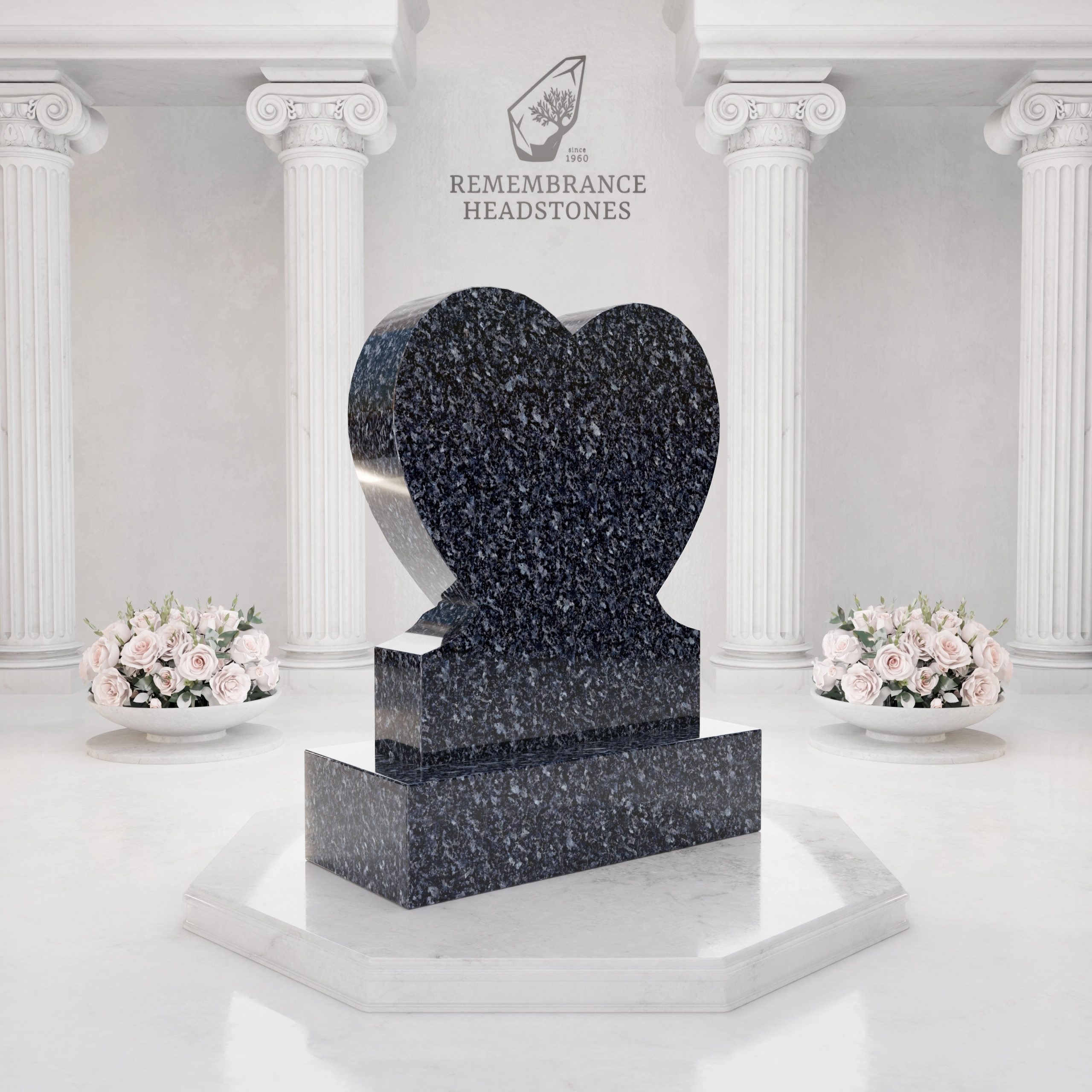 Luxury Heart Shape Granite Headstone with Floral Carving view 4