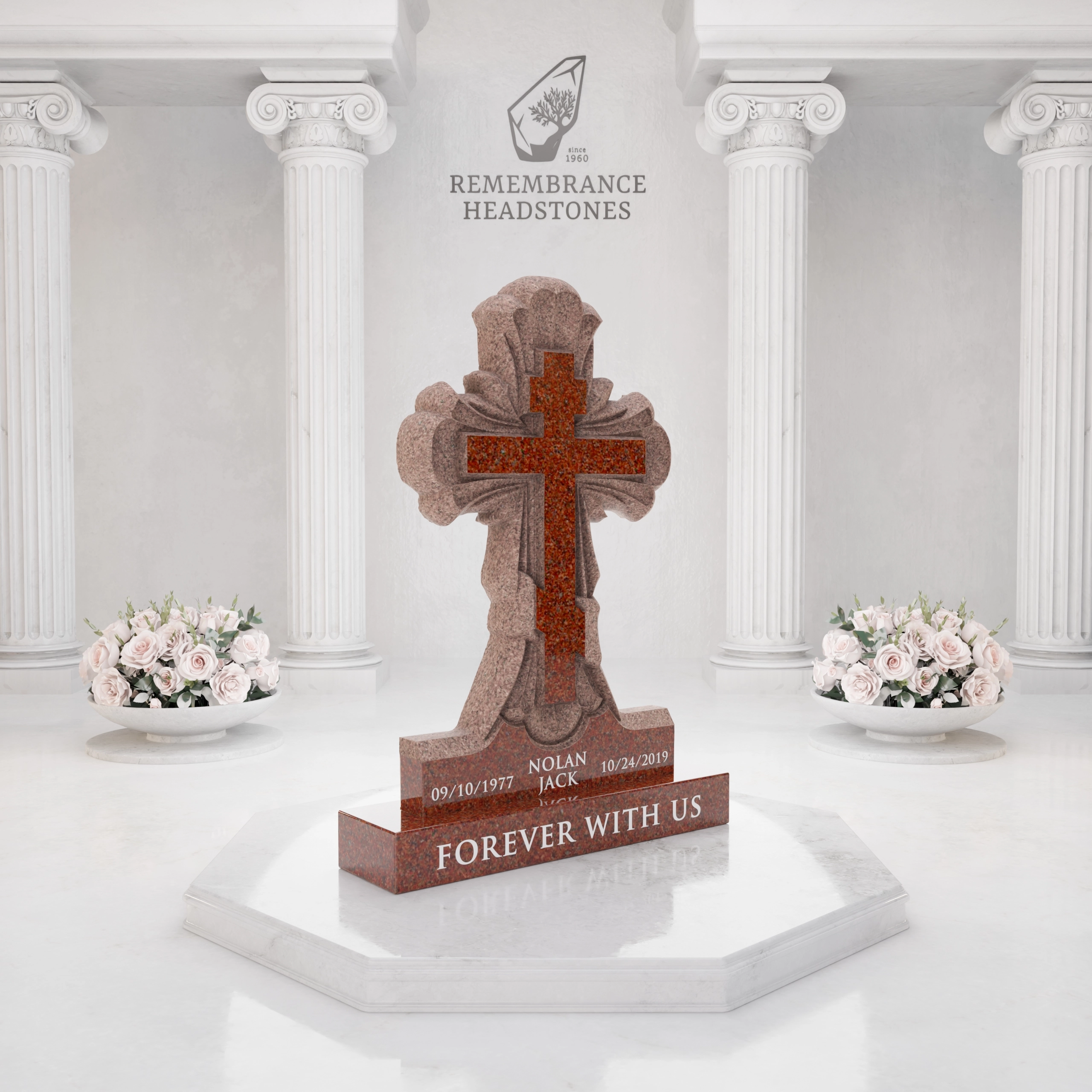 Luxury Orthodox Cross Granite Headstone view 2