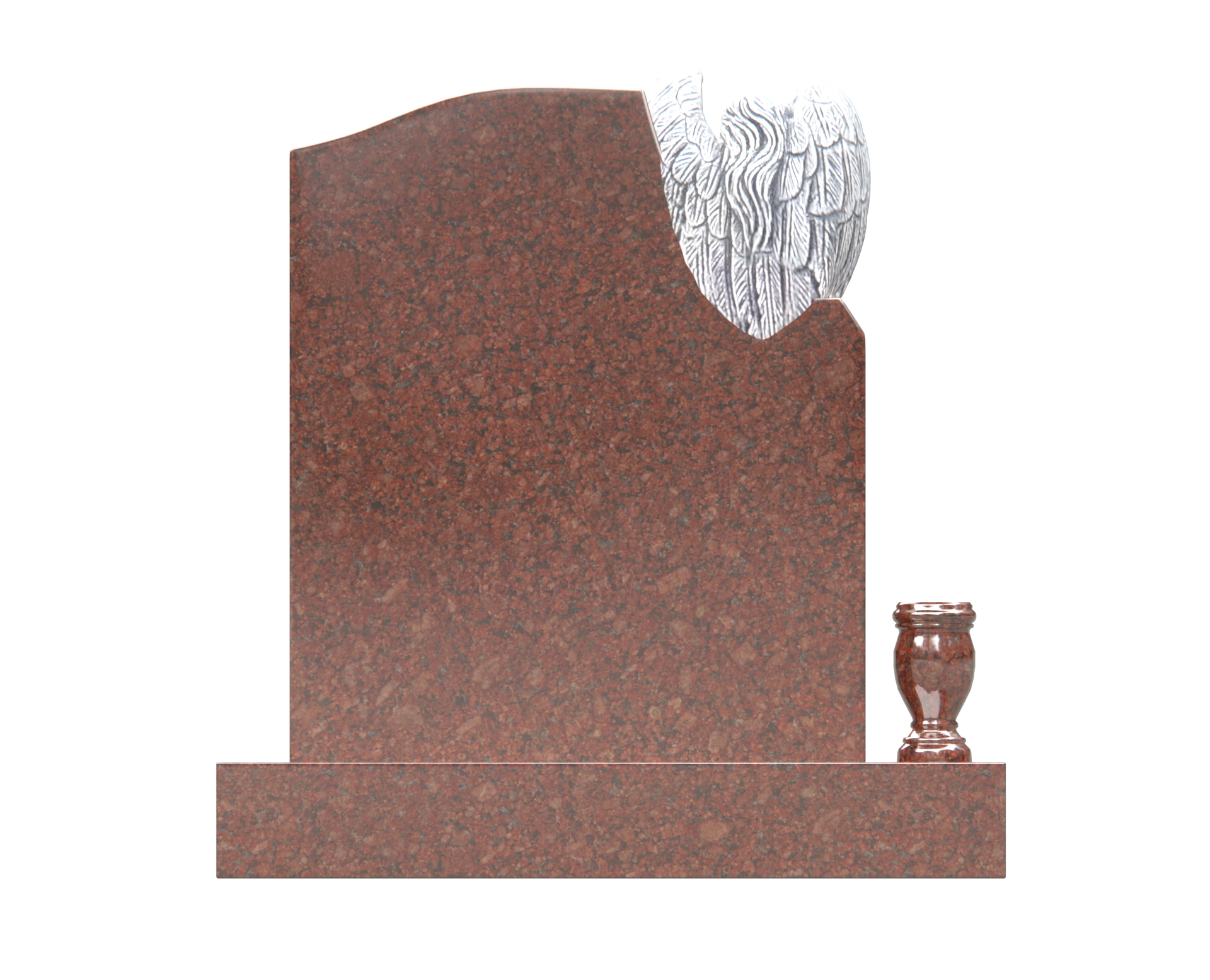 Luxury Upright Granite Headstone — Asymmetric Tablet with Guardian Angel & Rose Garland view 2
