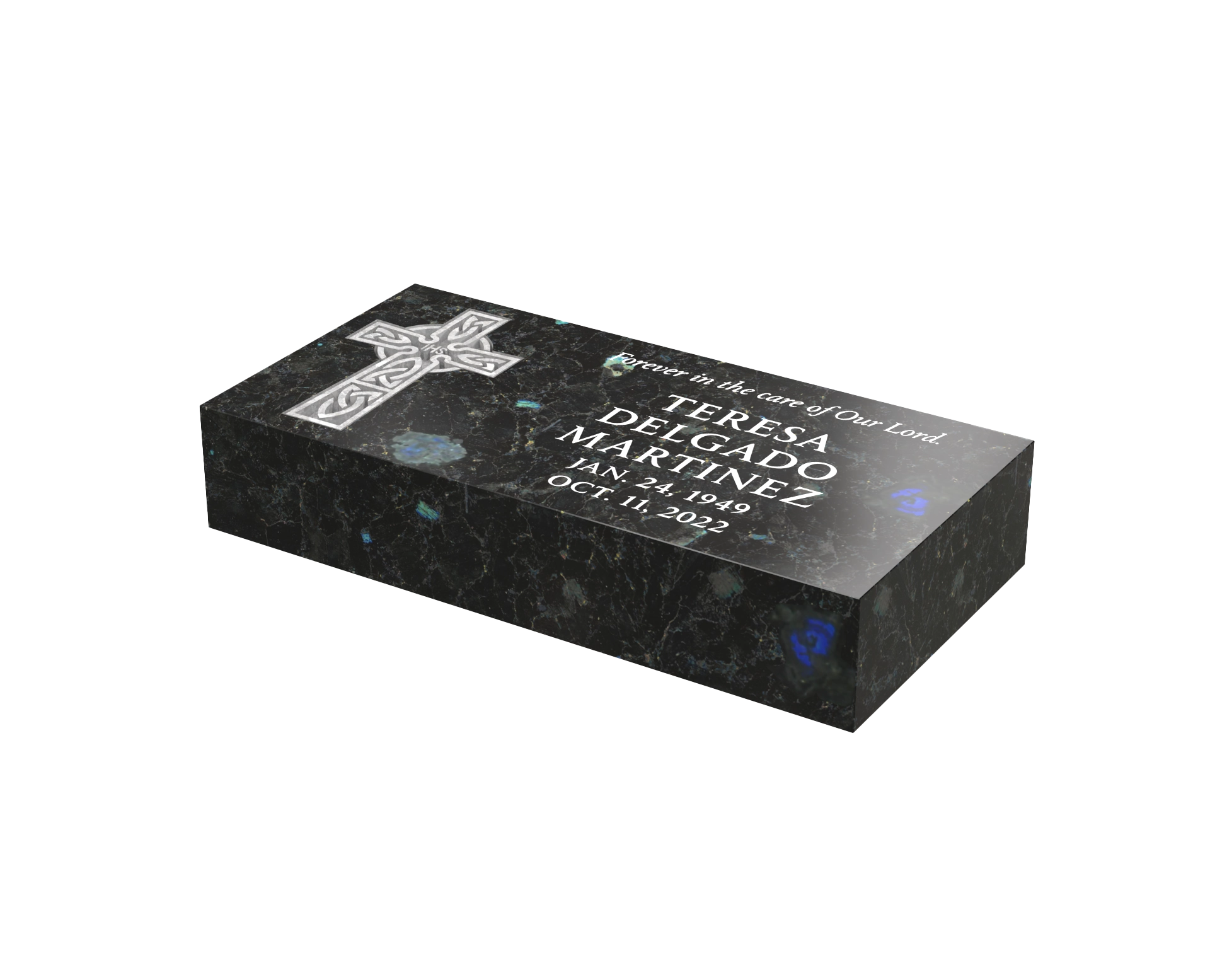 Premium Flat Granite Marker with Celtic Cross Engraving