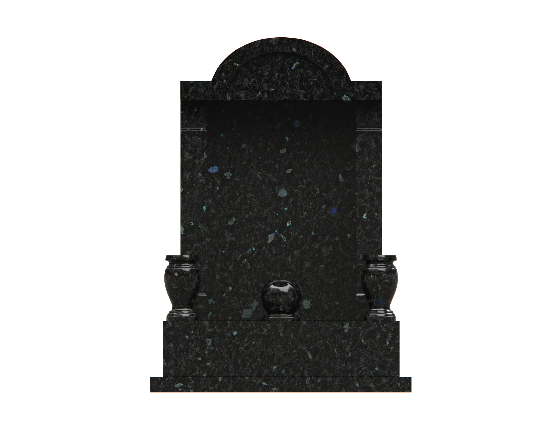 Lux Arched Shrine Upright Granite Headstone with Columns & Tiger Motif view 3