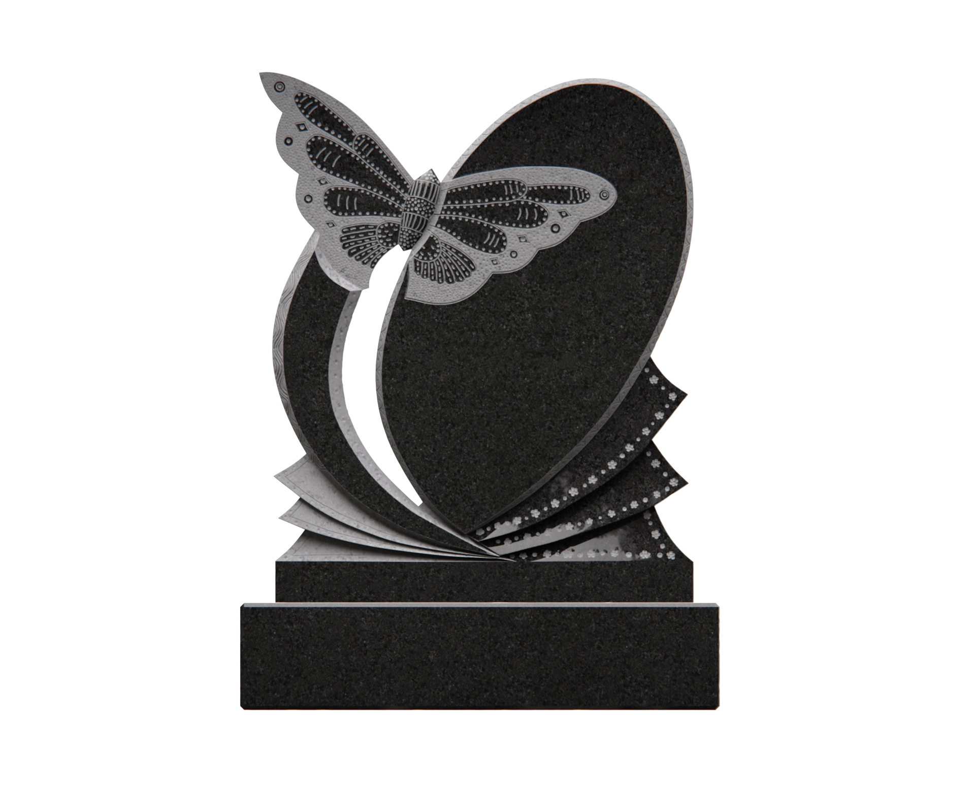 Luxury Butterfly Oval Granite Headstone view 3