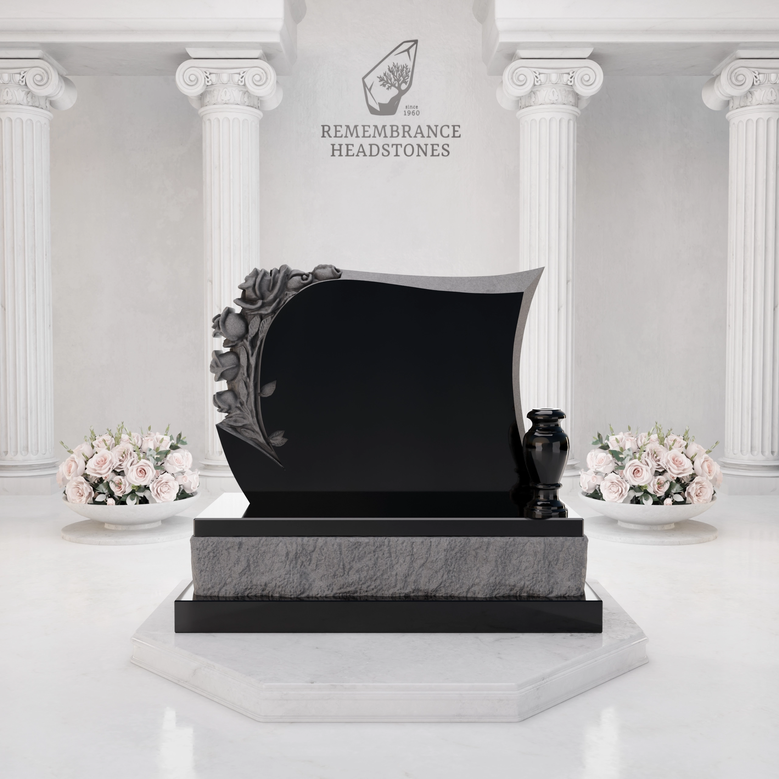 Premium Scroll Shape with Rose Column view 3