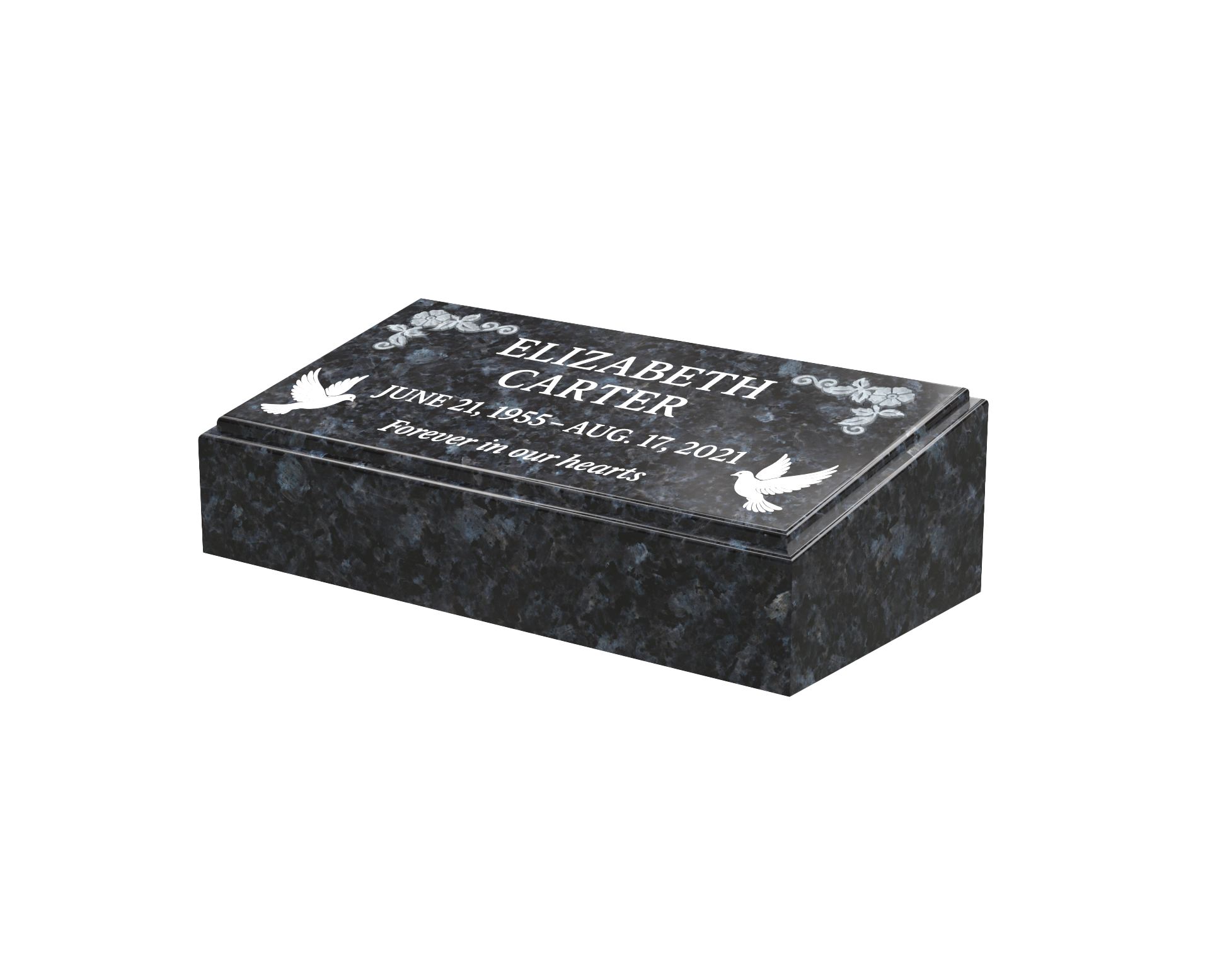 Luxury Beveled Granite Memorial with Doves & Laurel