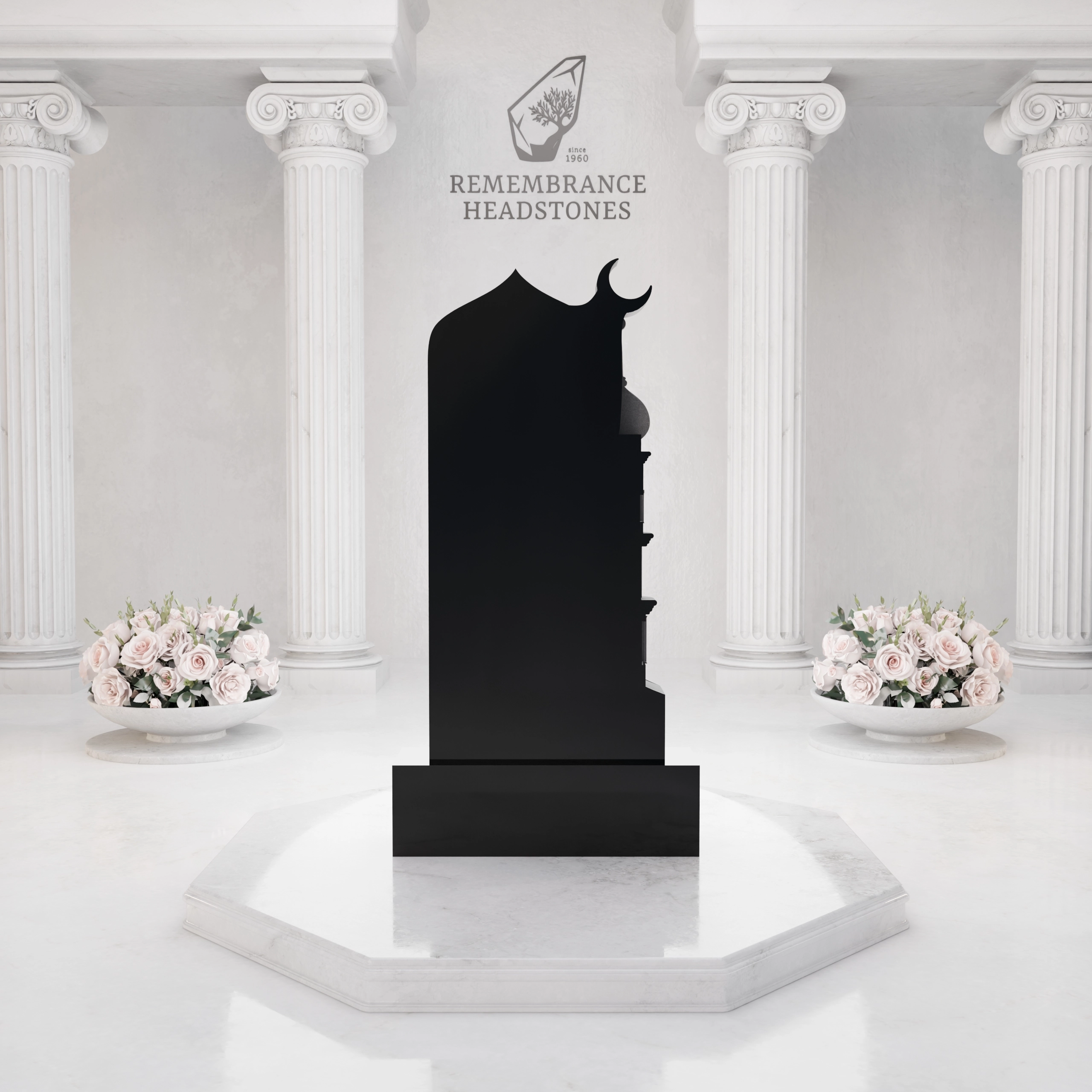 Premium Islamic Upright Granite Headstone with Crescent view 4