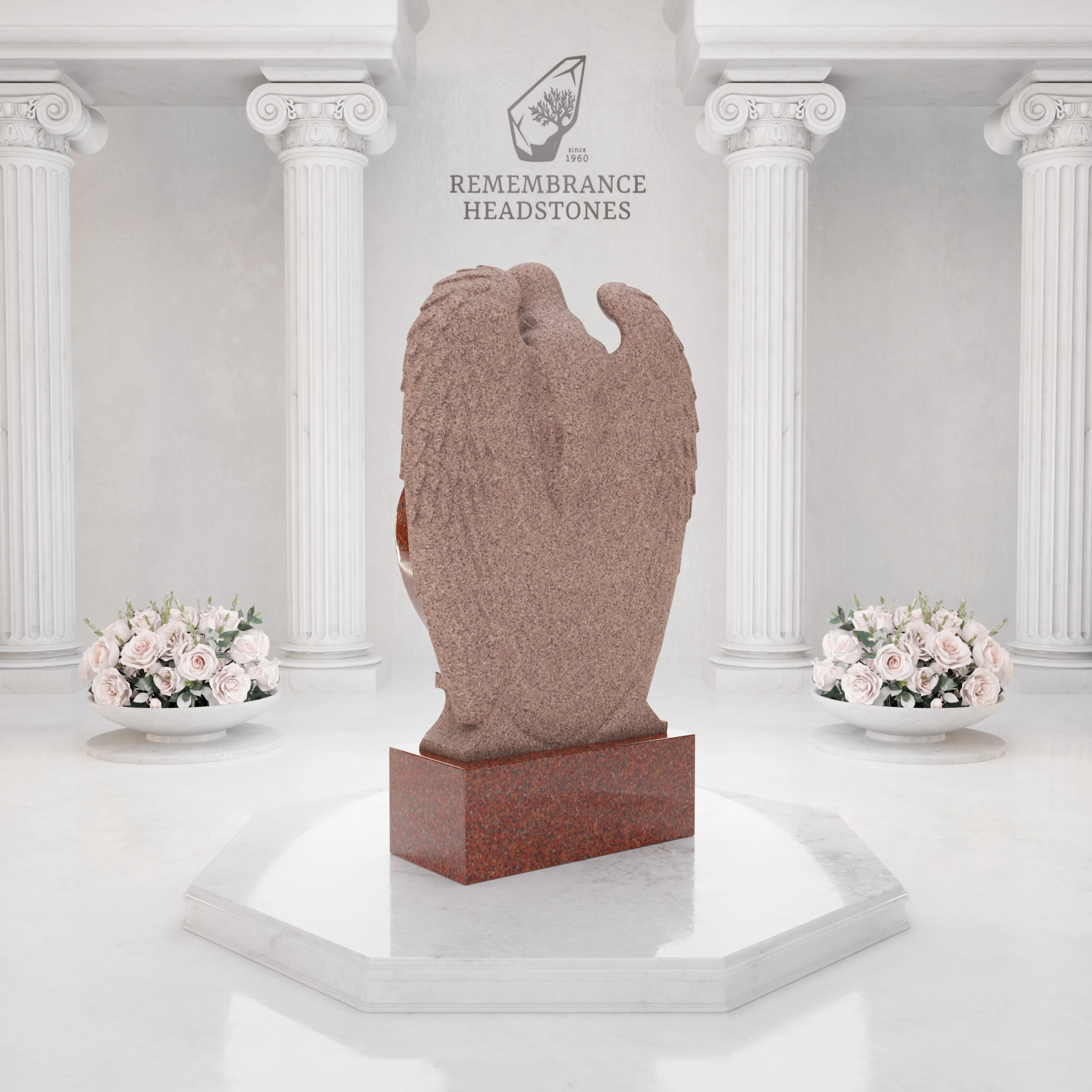 Luxury Companion Angel Heart Granite Memorial view 4
