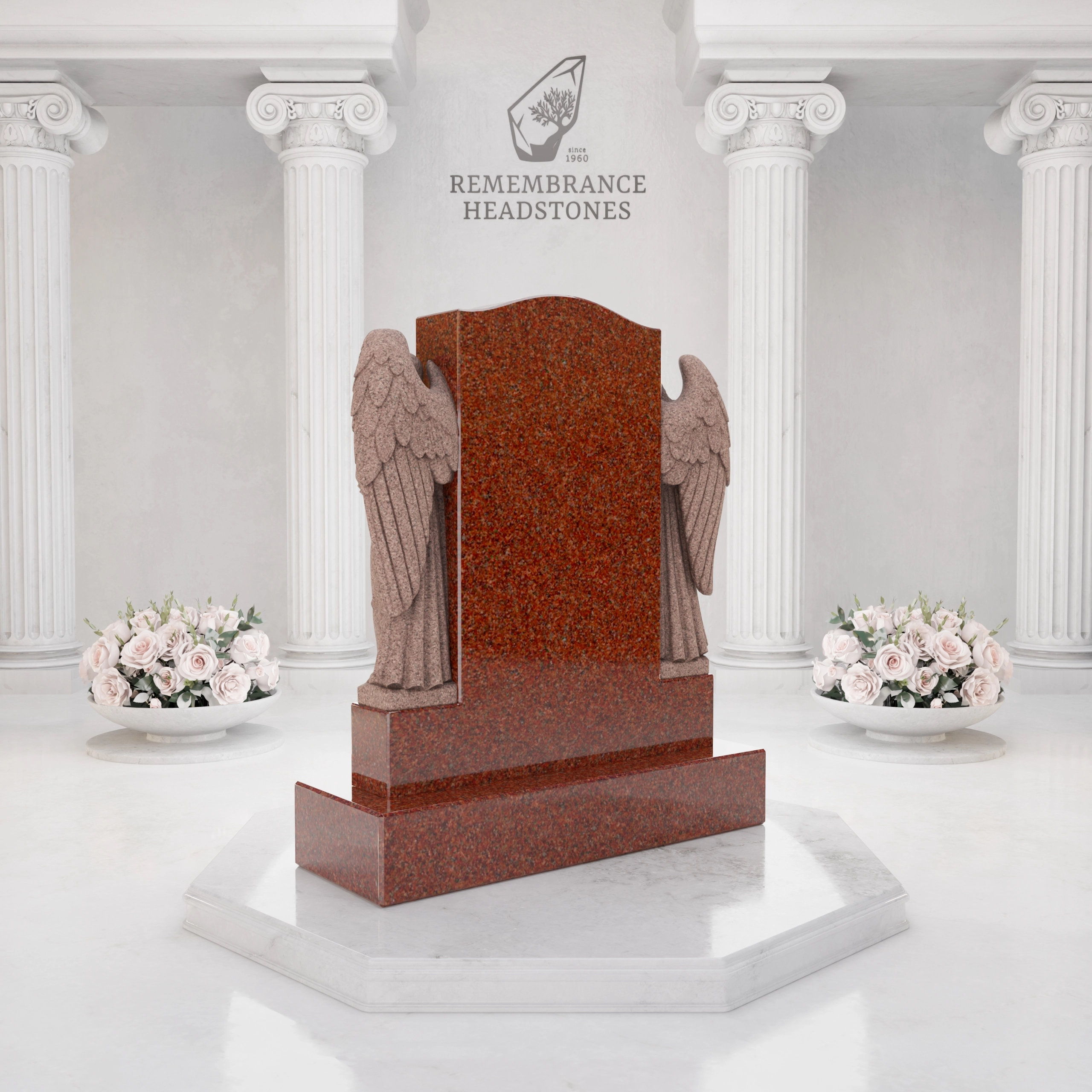 Luxury Companion Granite Headstone with Praying Angels view 4