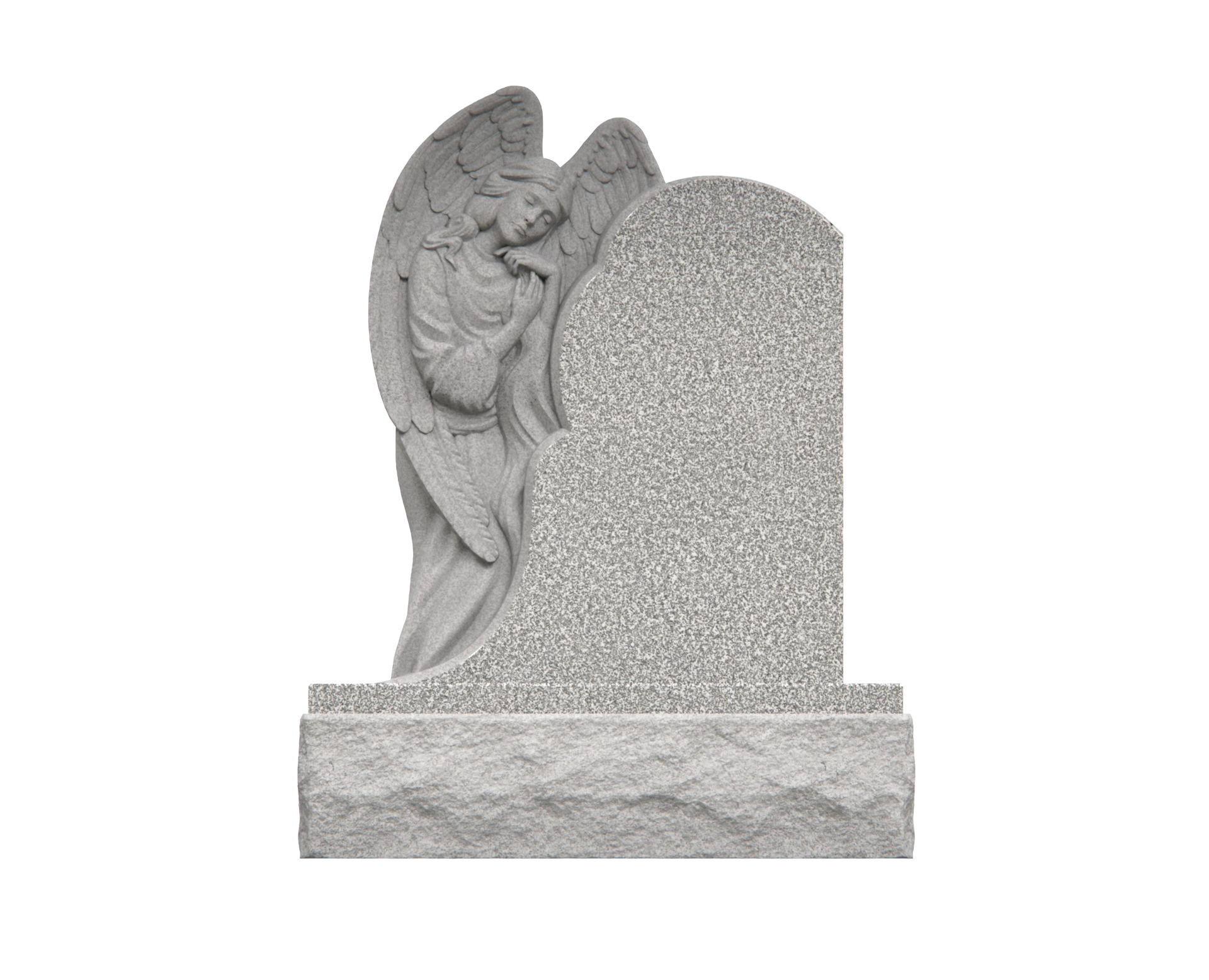 Premium Custom Granite Headstone — Angel Embrace with Asymmetric Arch view 3