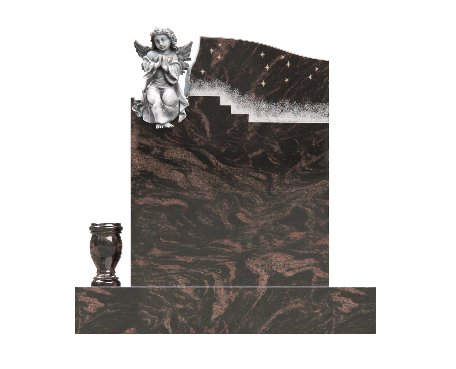 Luxury Upright Granite Monument — Angel & Night Sky view 3