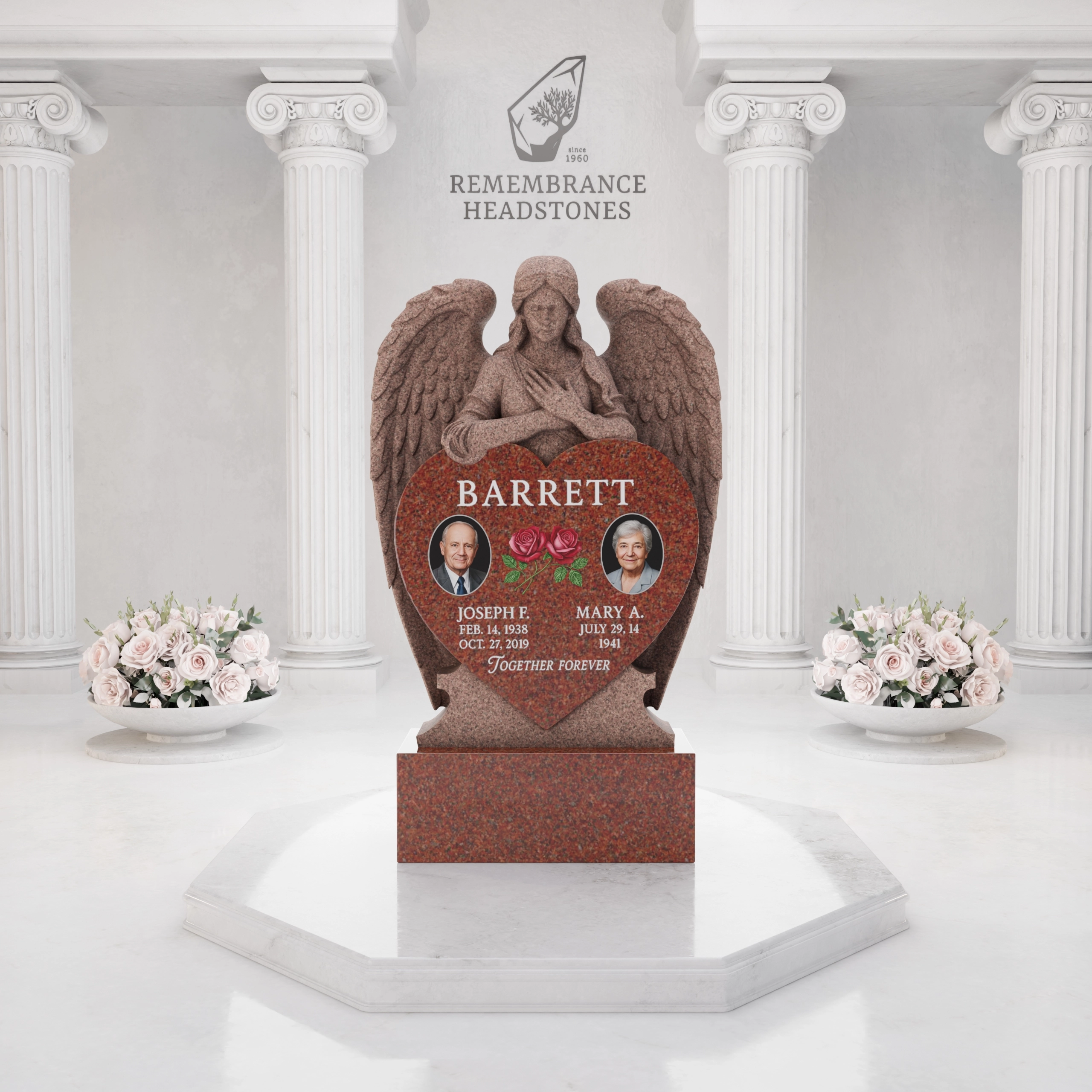 Luxury Companion Angel Heart Granite Memorial
