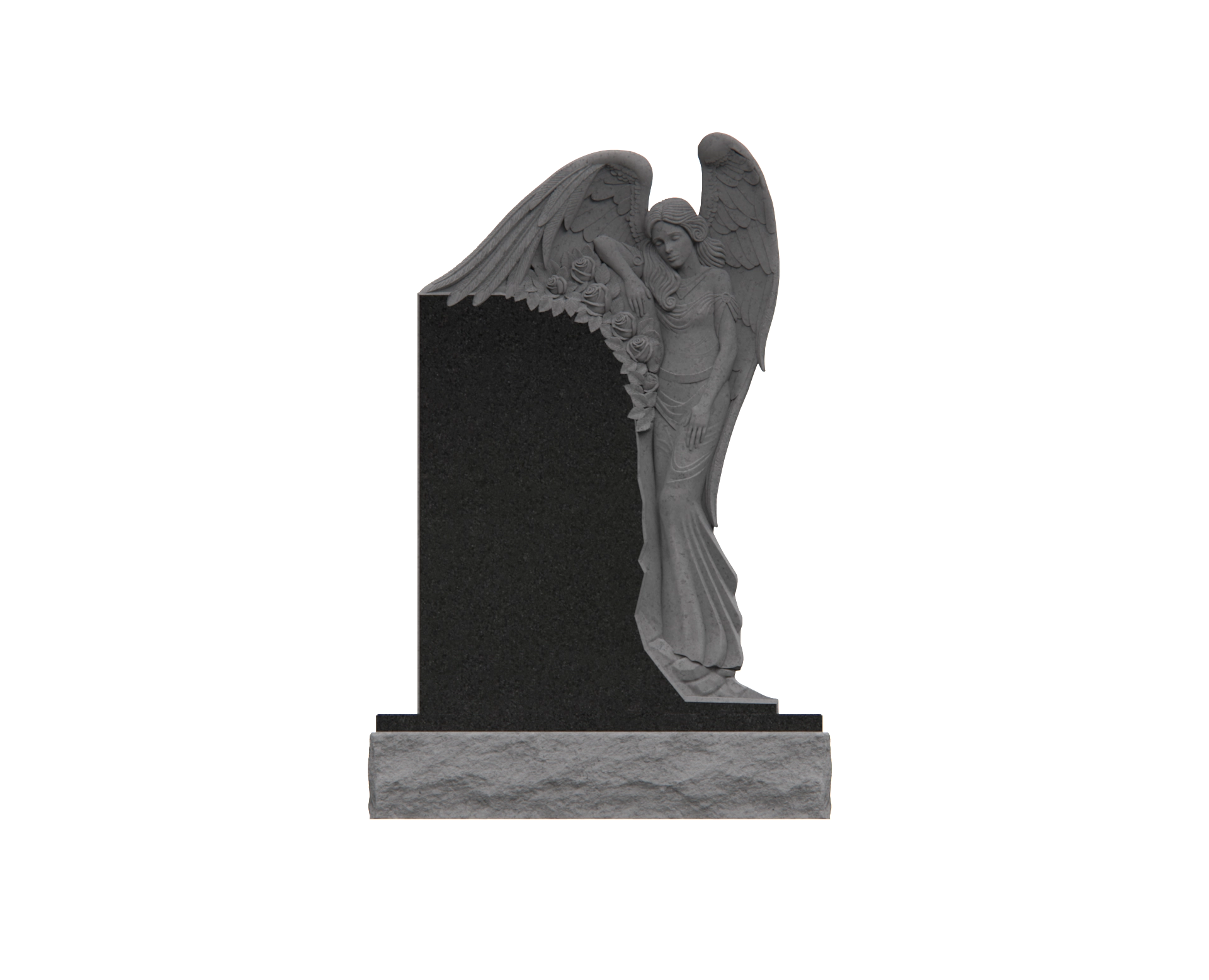 Luxury Upright Granite Monument — Guardian Angel Relief & Photo Cameo view 3