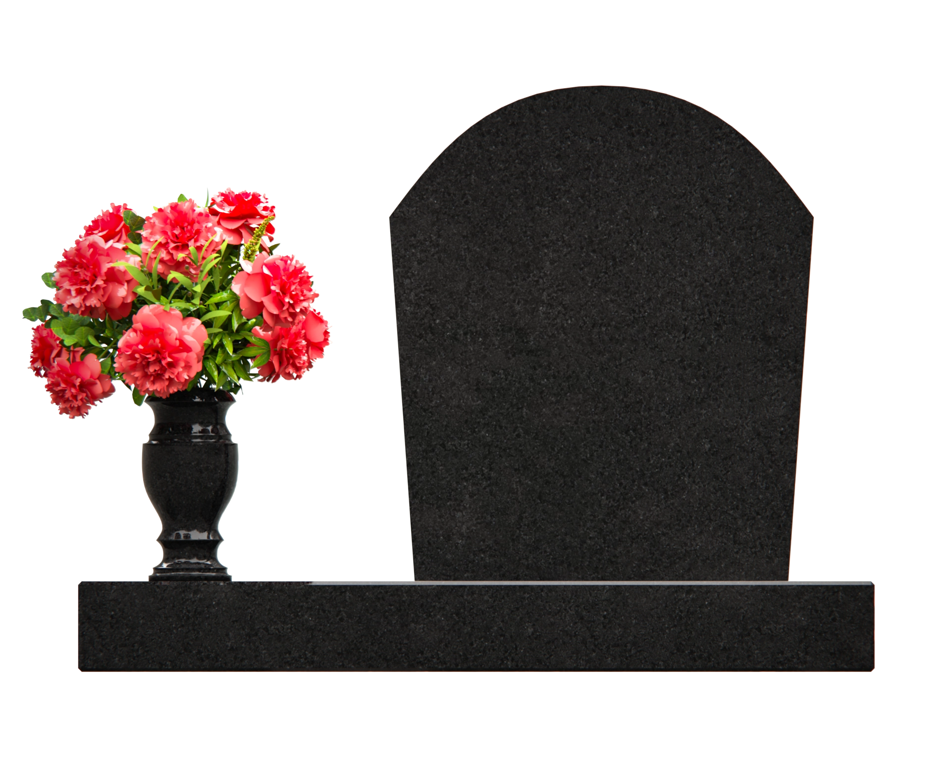Premium Upright Granite Headstone – Arch Top, Cross & Oak Leaves view 2