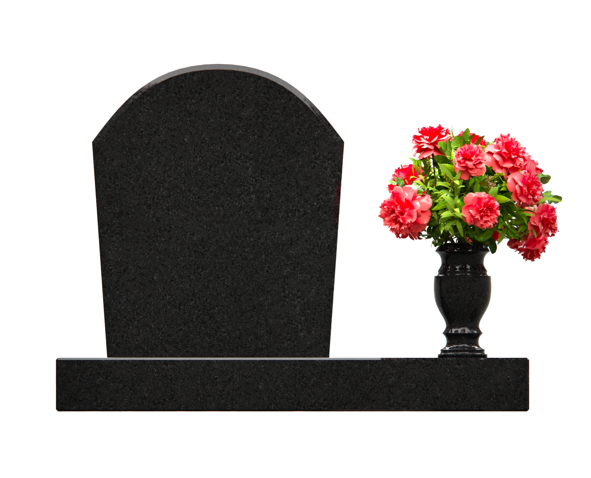 Premium Upright Granite Headstone – Arch Top, Cross & Oak Leaves view 3