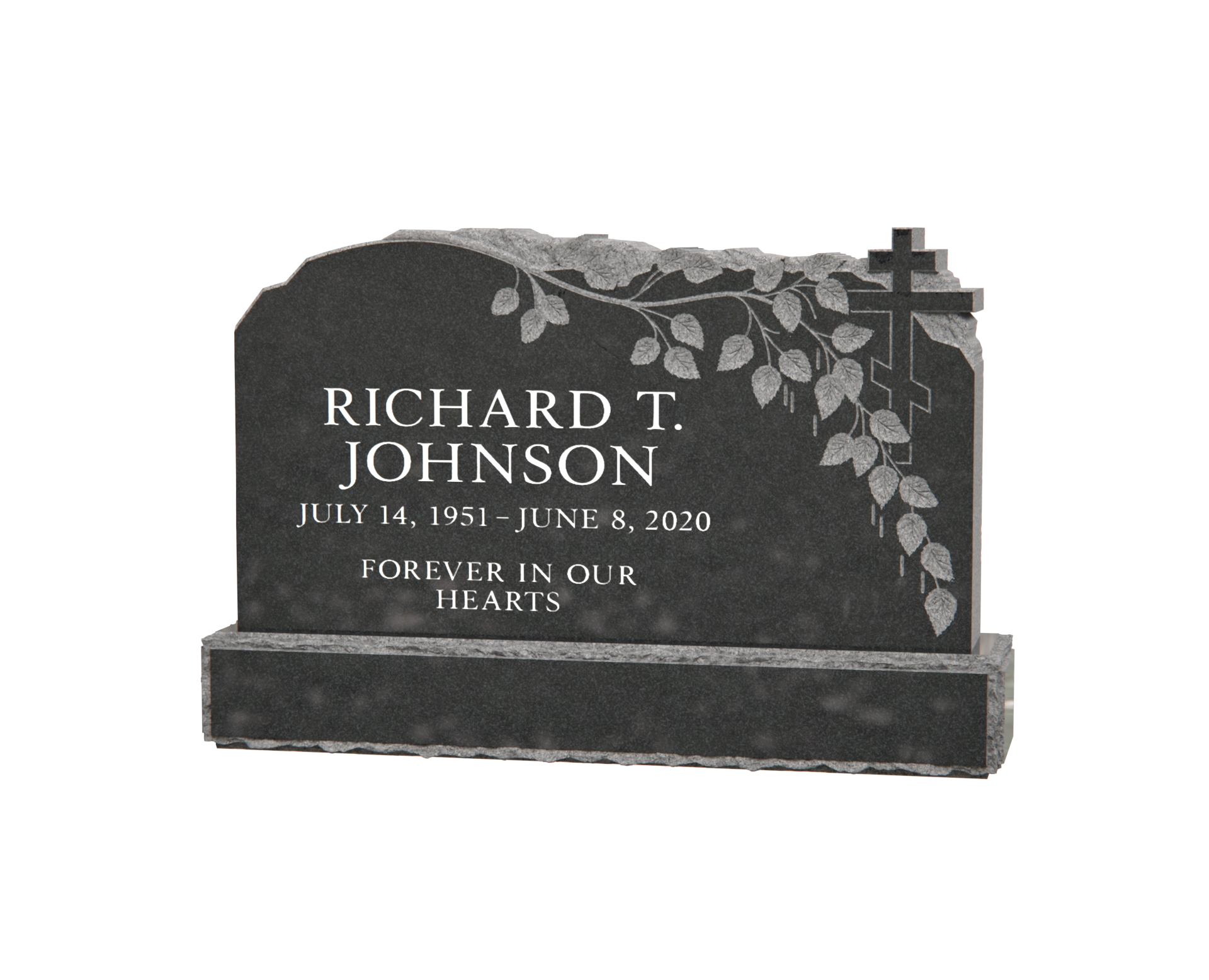 Premium Upright Granite Monument — Orthodox Cross & Ivy