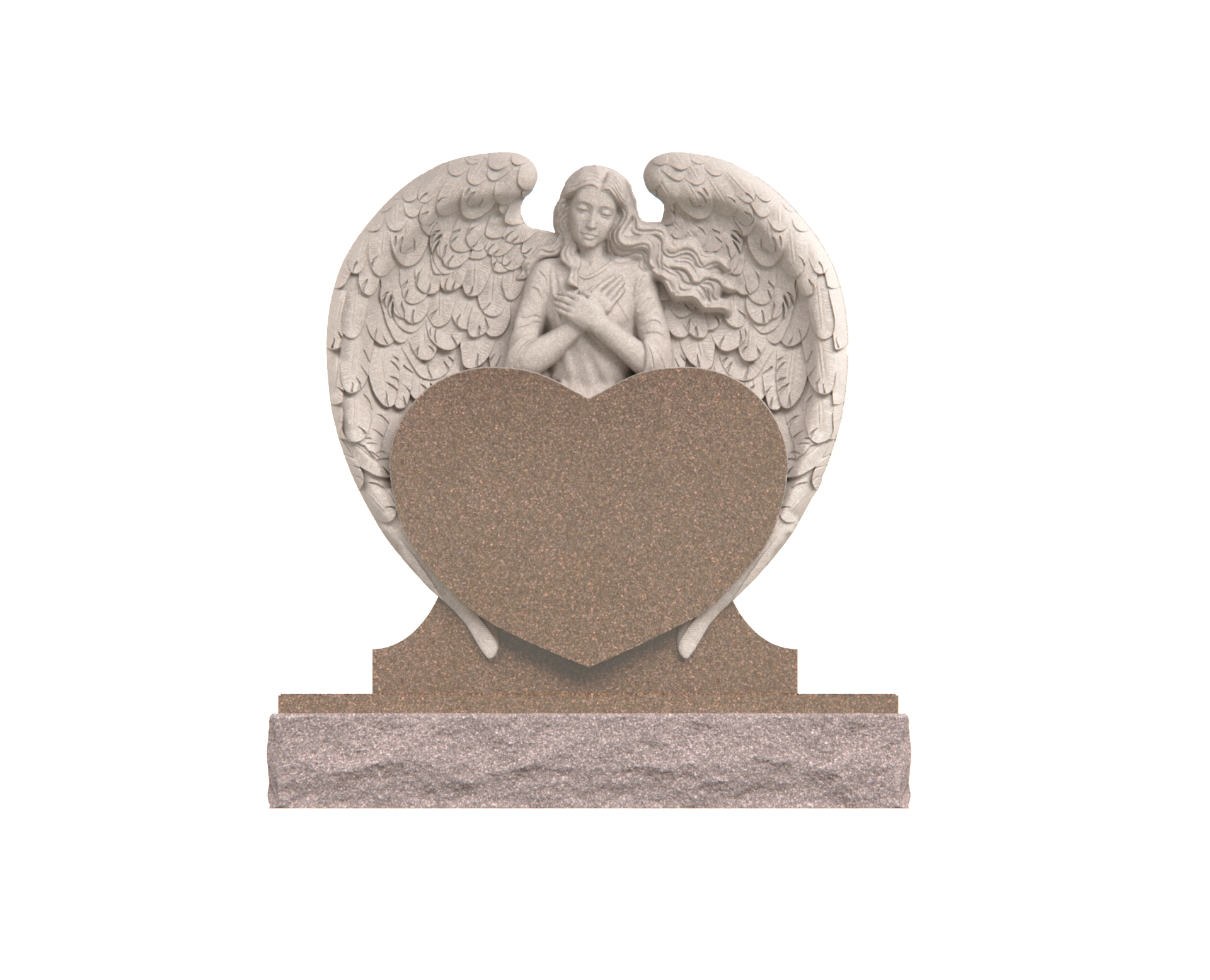 Luxury Heart-Shaped Granite Monument — Guardian Angel Companion view 3
