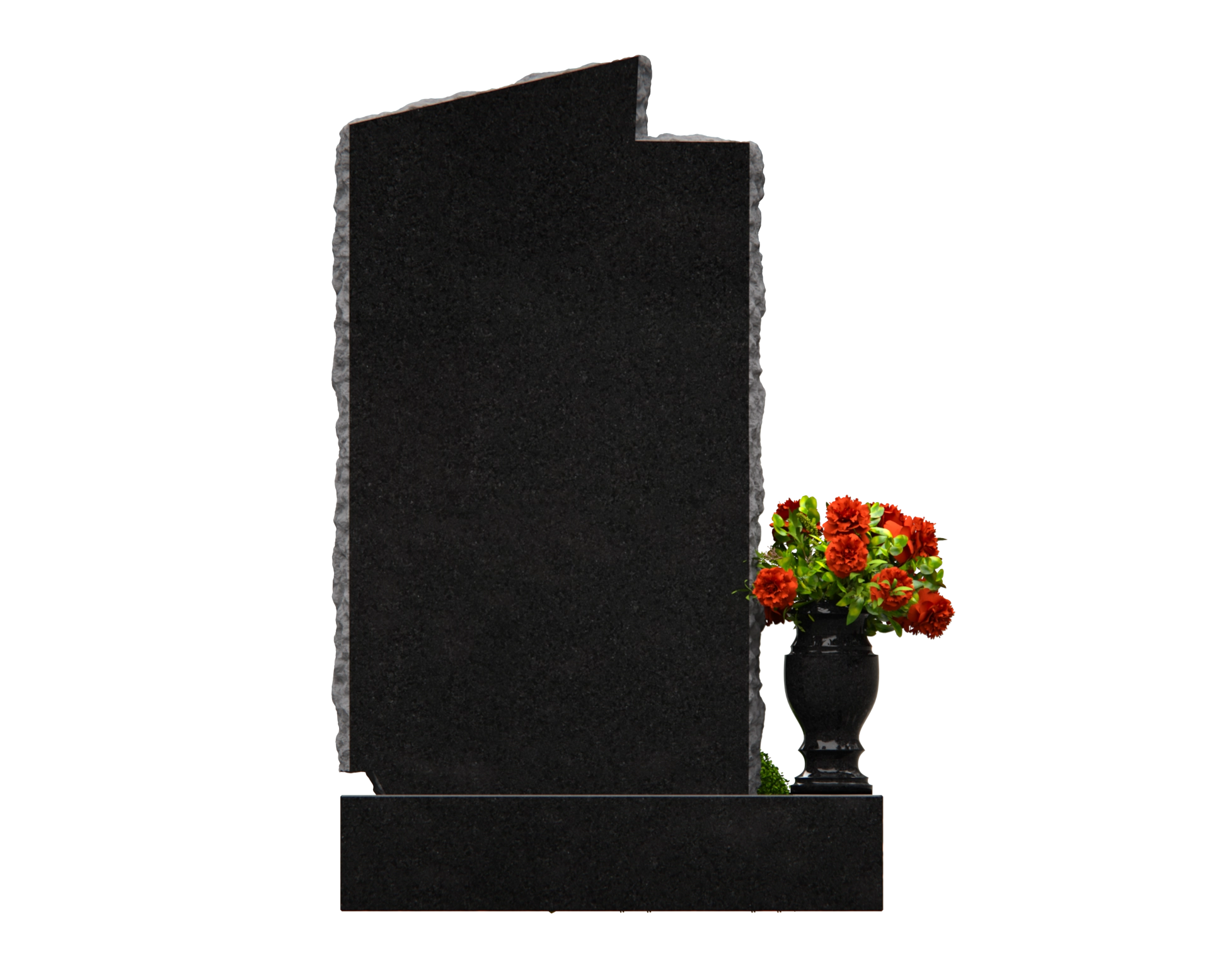 Luxury Upright Granite Headstone — Asymmetric Stele with Menorah & Star of David view 2