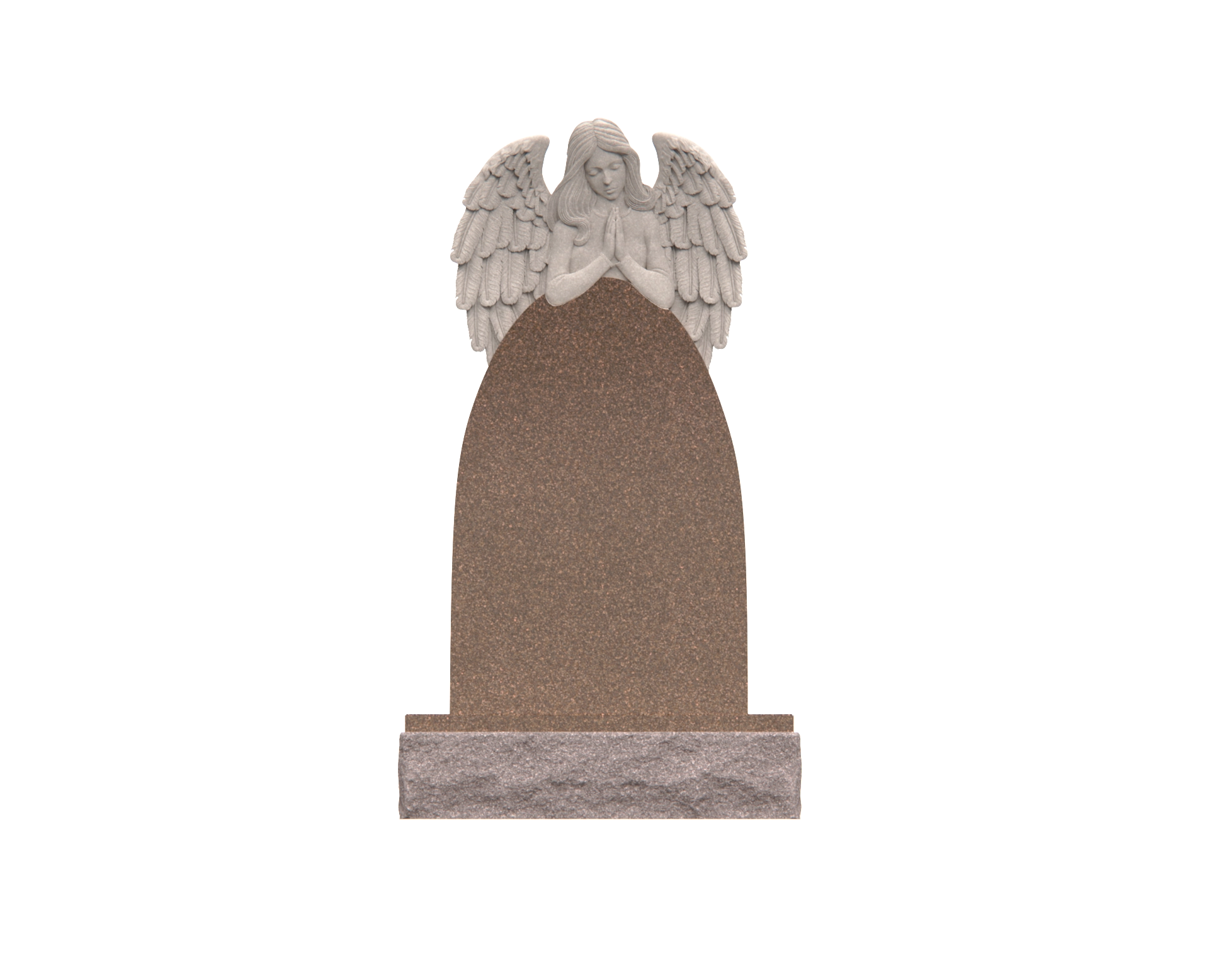 Luxury Upright Granite Headstone — Arched Tablet with Angel & Butterfly view 3
