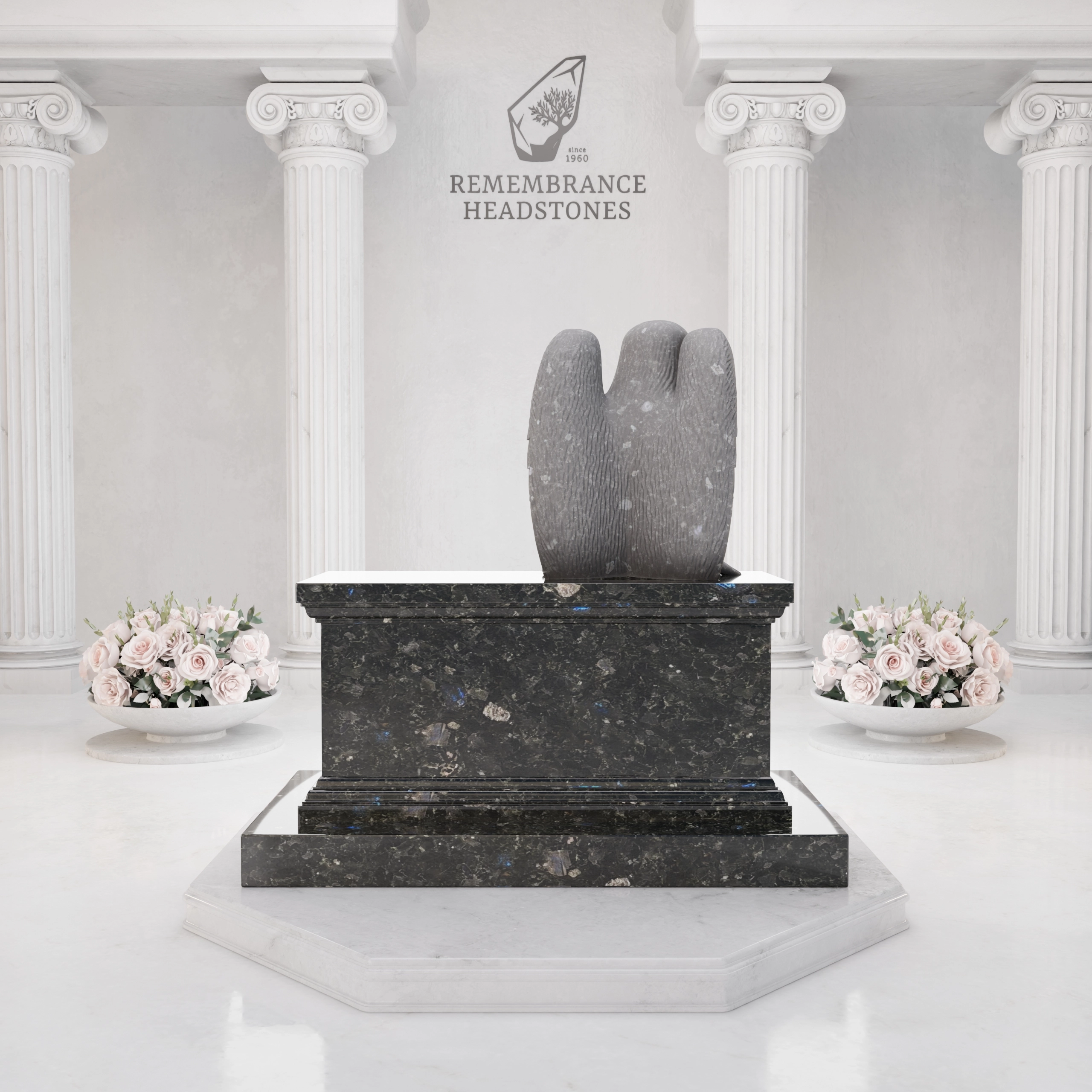 Luxury Marble Angel Columbarium Bench view 5