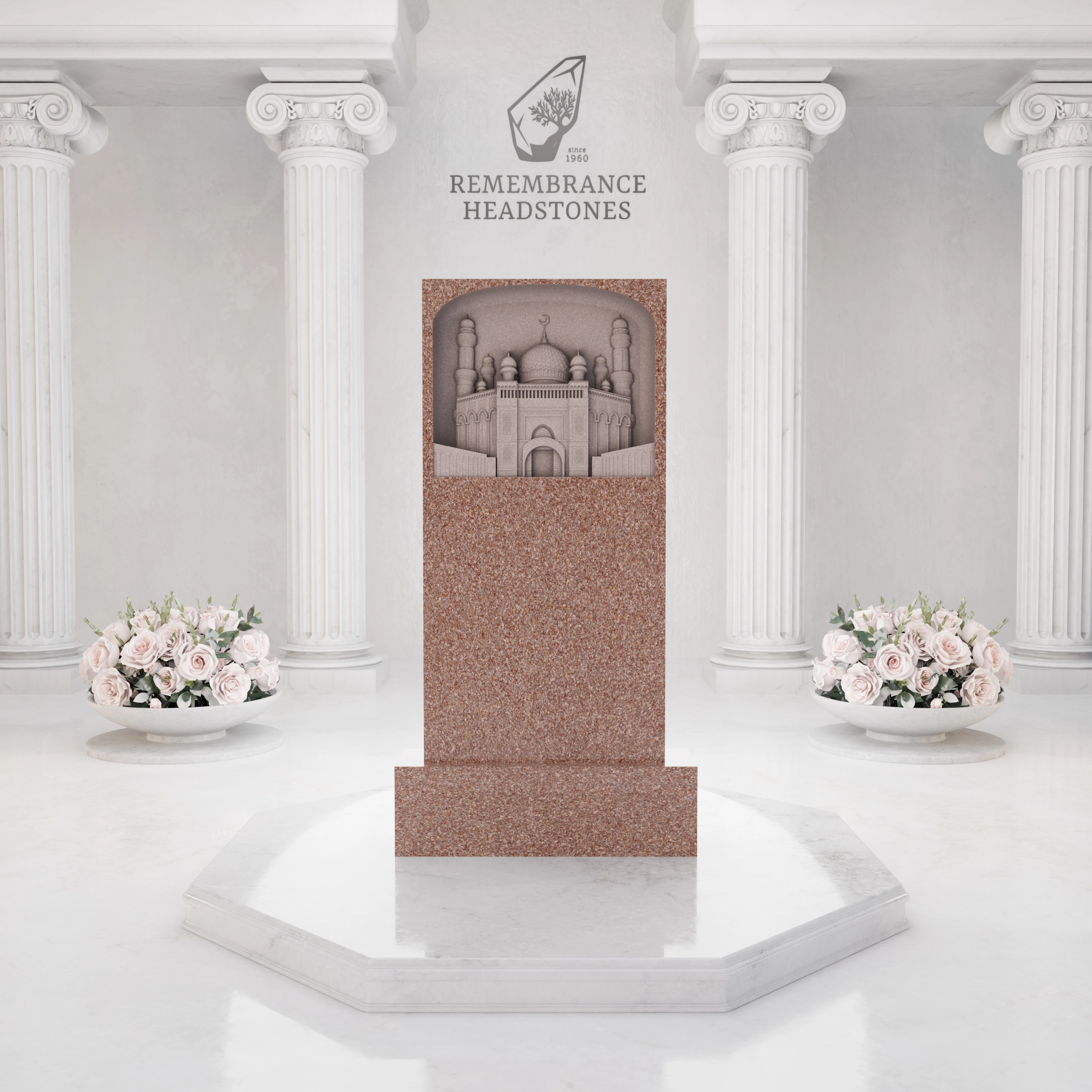 Luxury Upright Granite Monument — Mosque Engraving view 3