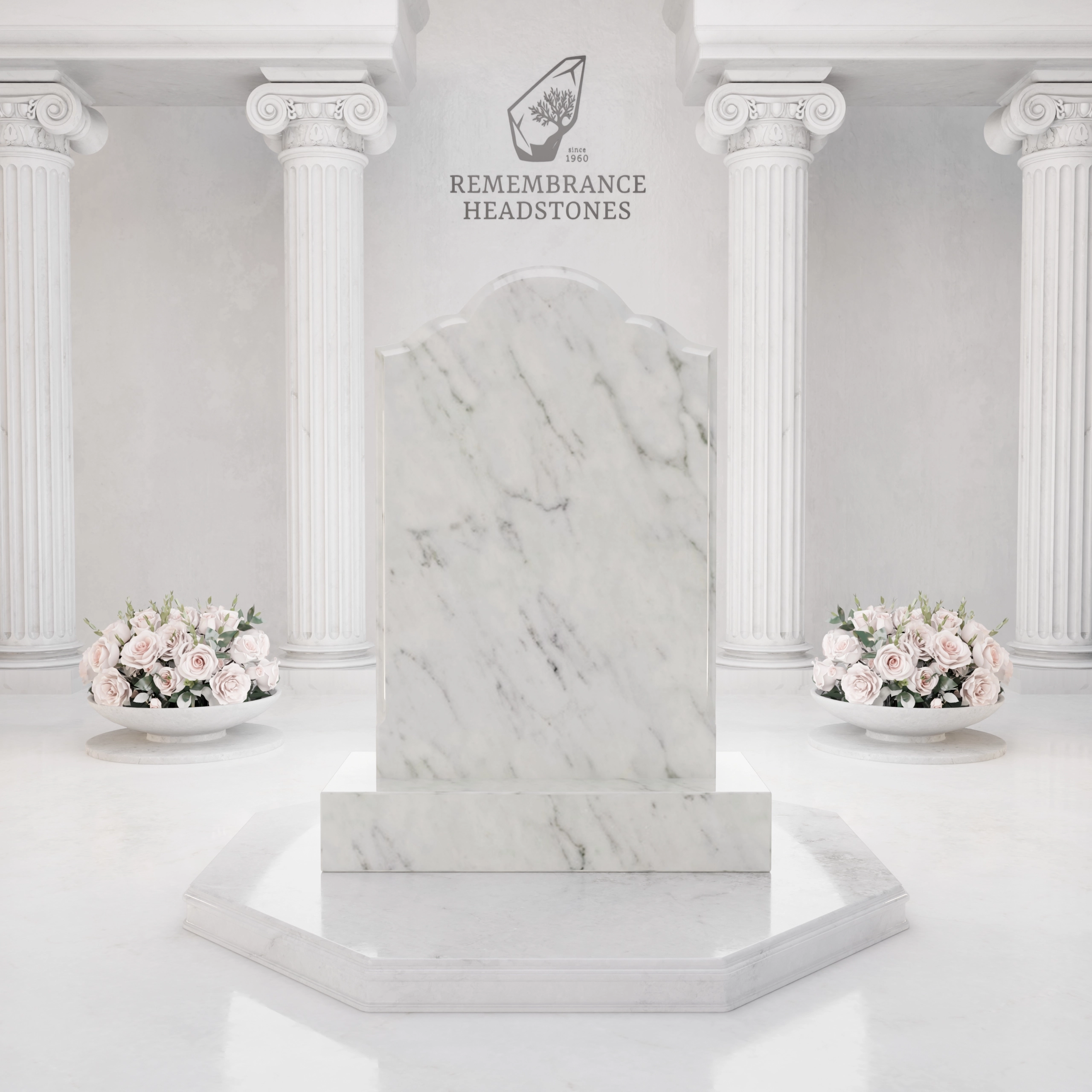 Luxury Floral Portrait Granite Headstone with Ceramic Photo view 3